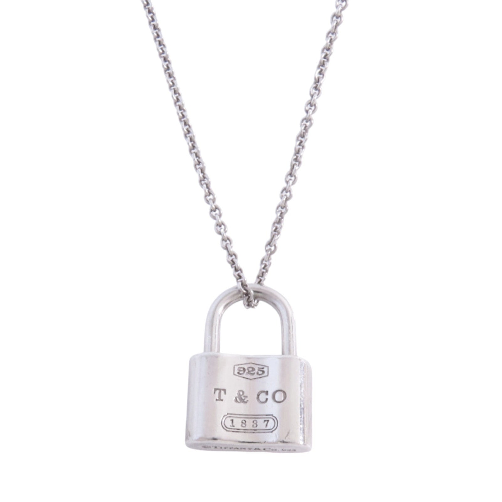 TIFFANY＆CO 925純銀Padlock Necklace銀扣項鏈
