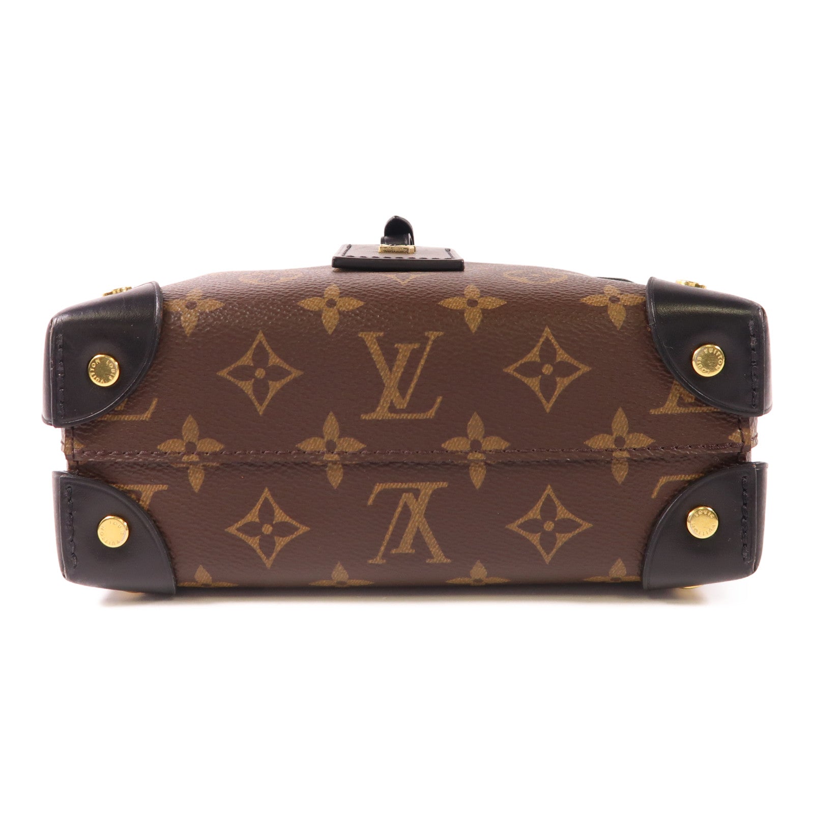 LOUIS VUITTON Monogram Petite Malle Souple金扣手挽肩背兩用袋棕色