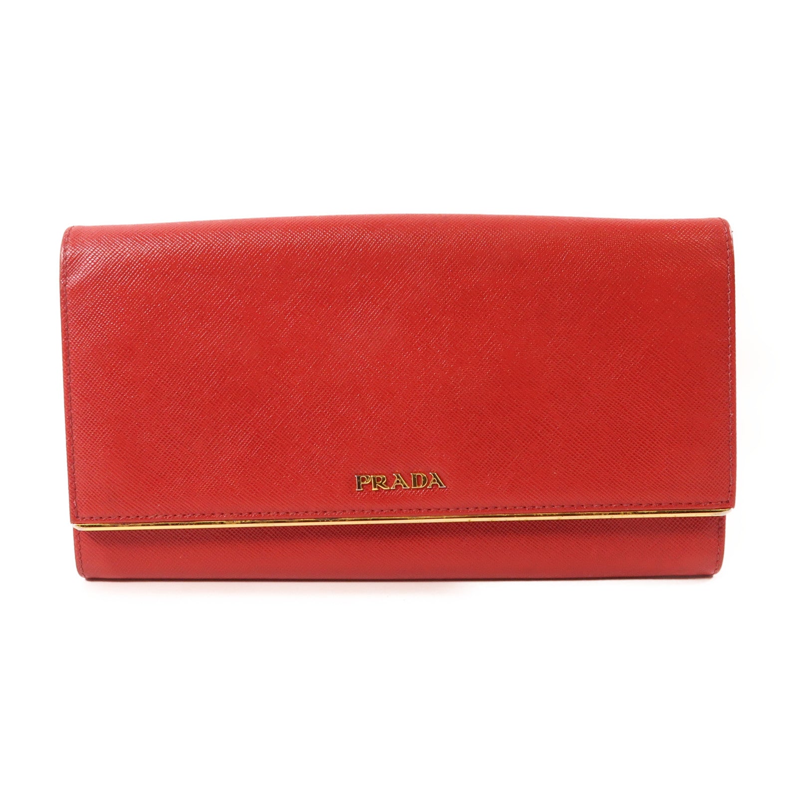 PRADA 【激減優惠】牛皮皮革Long wallet金扣長錢包