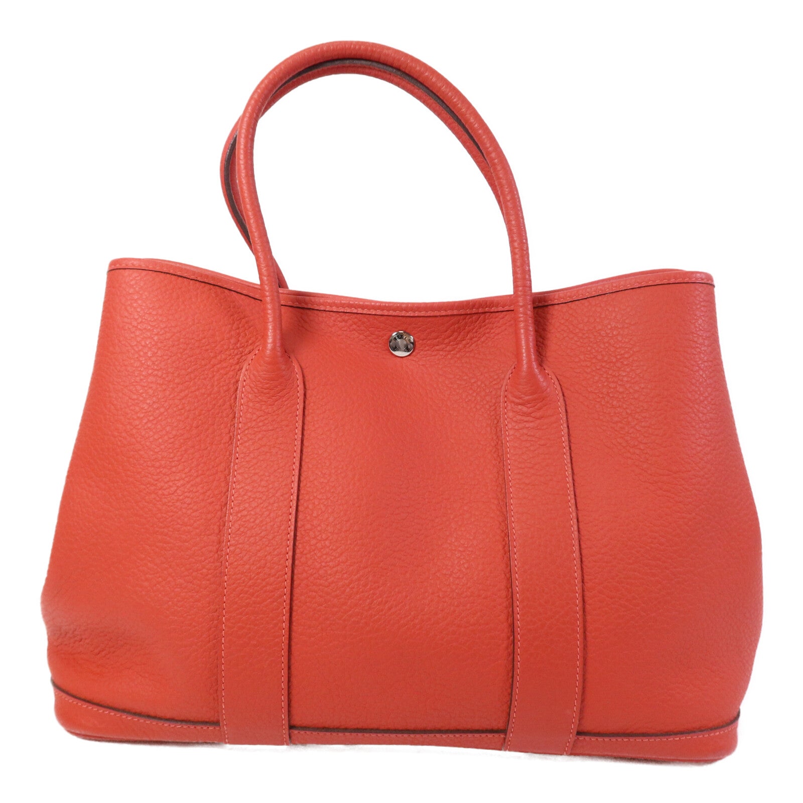 HERMES Negonda皮革Garden Party PM銀扣手挽袋Rouge Pivoine