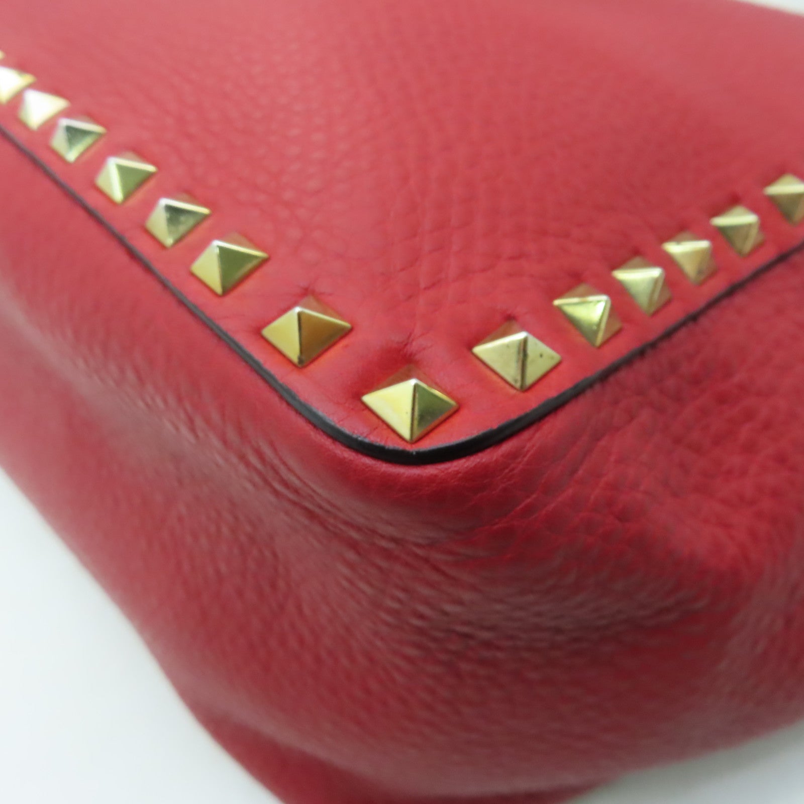 Valentino 【激減優惠】牛皮皮革2 Way Shoulder金扣手挽肩背兩用袋紅色