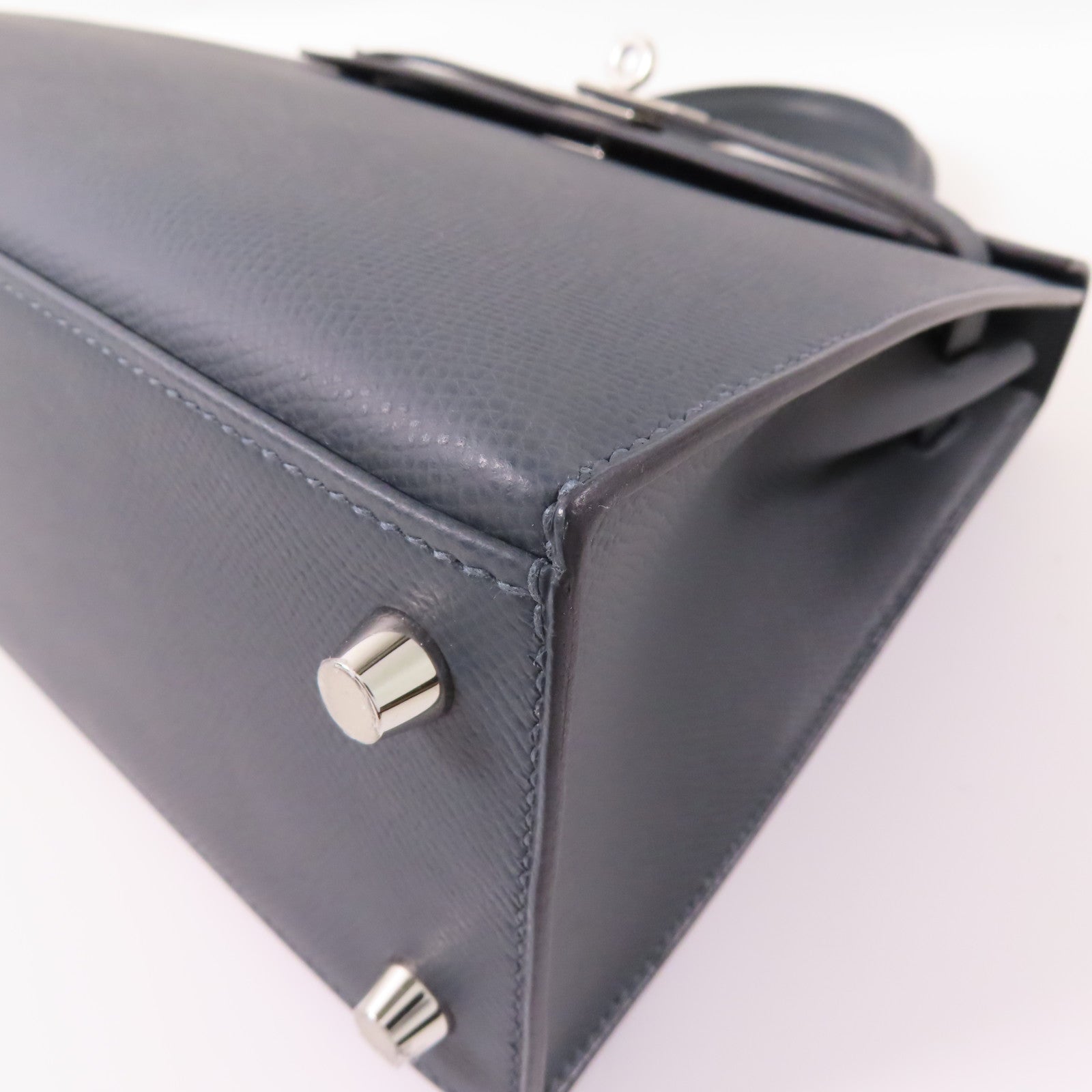 HERMES 【激減優惠】Epsom皮革Kelly 25銀扣手挽肩背兩用袋Gris Misty