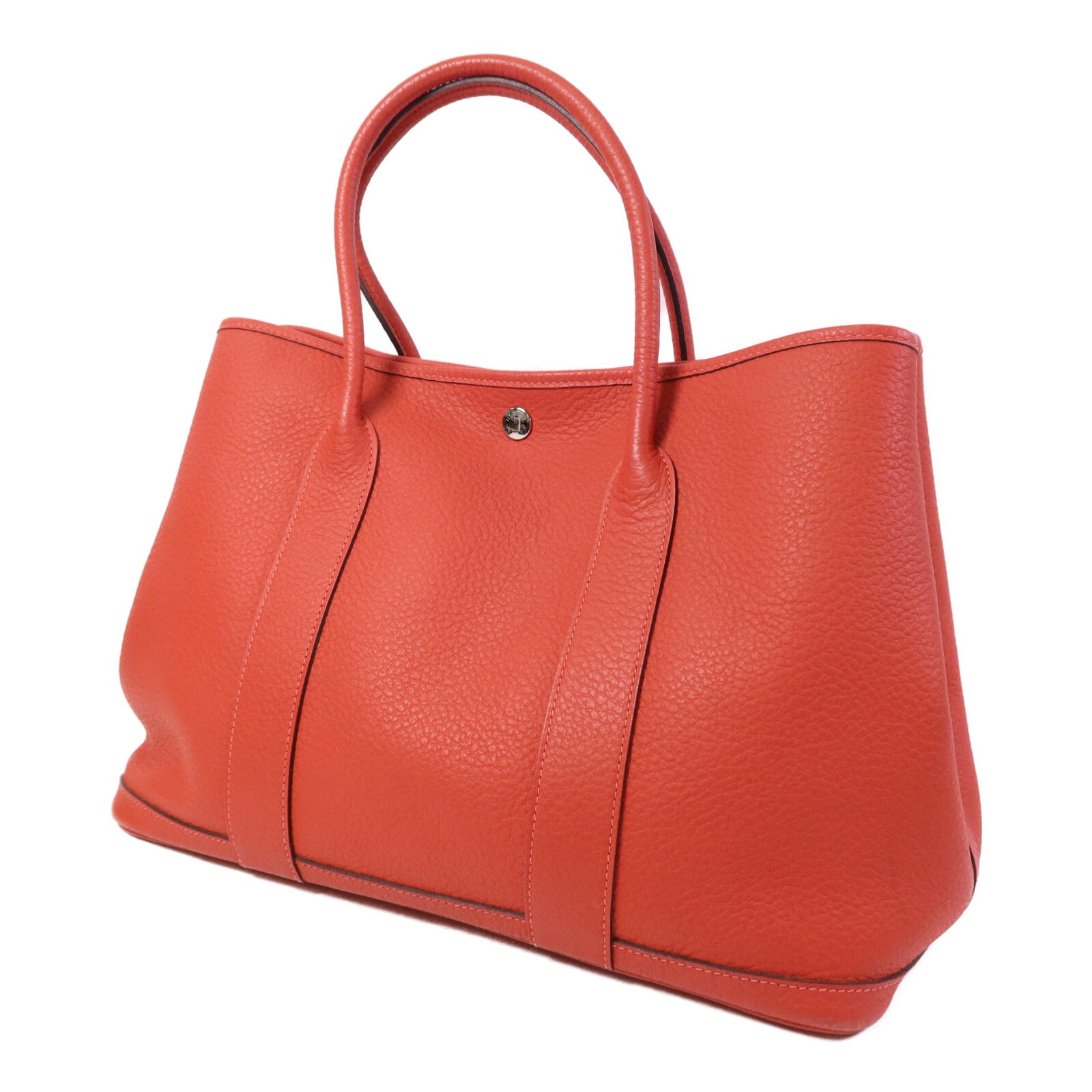 HERMES Negonda皮革Garden Party PM銀扣手挽袋Rouge Pivoine