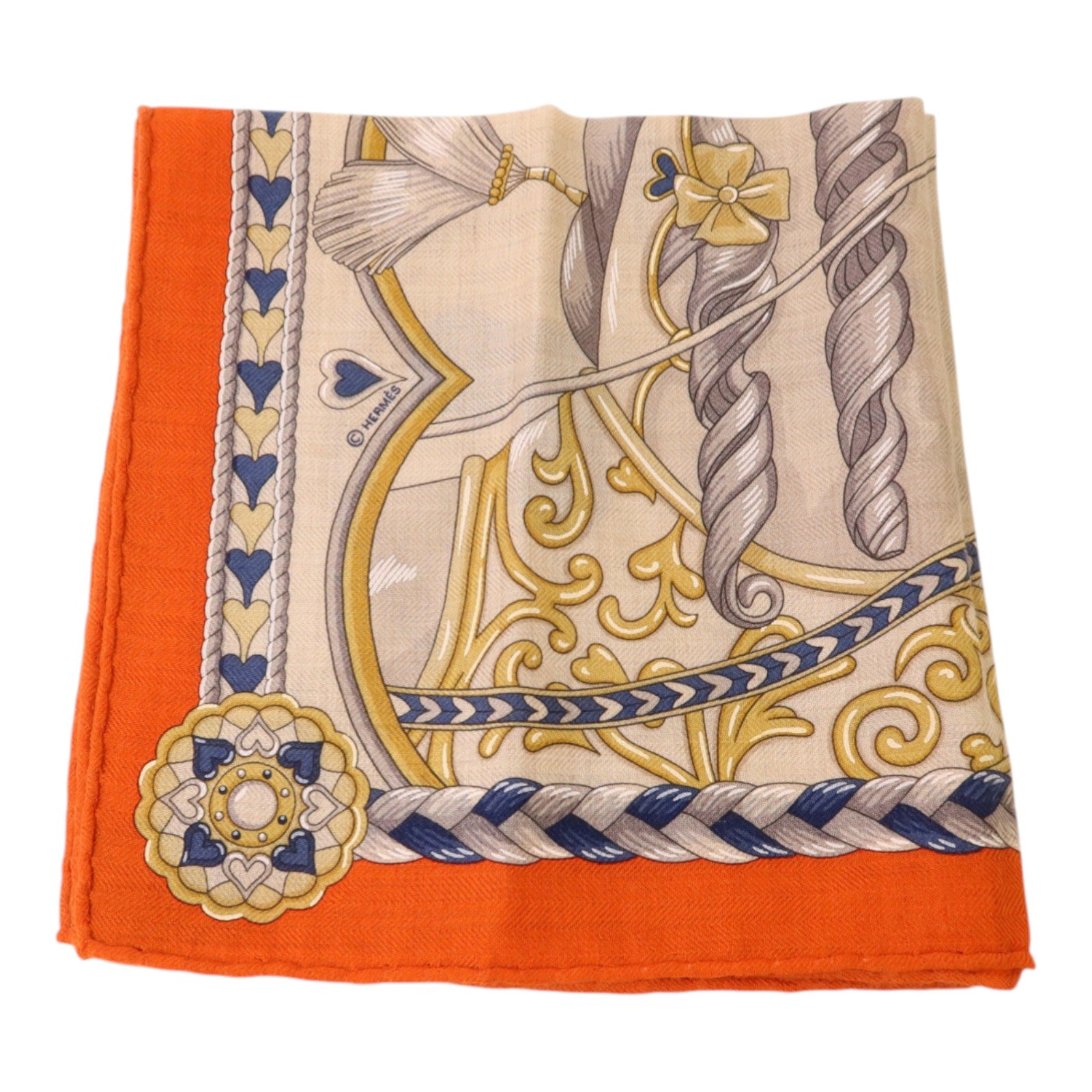 HERMES 羊絨/絲質Scarf 40x40絲巾