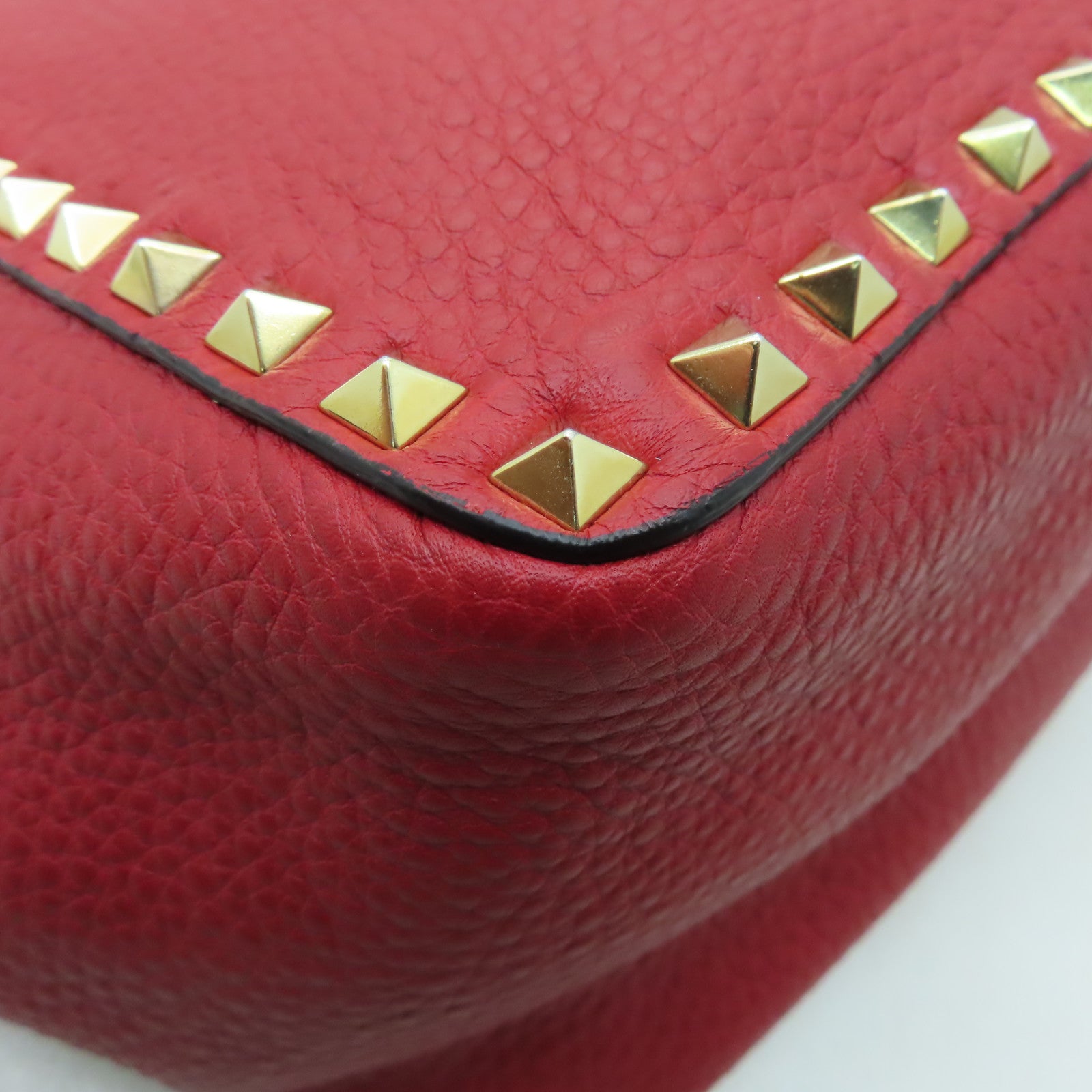 Valentino 【激減優惠】牛皮皮革2 Way Shoulder金扣手挽肩背兩用袋紅色