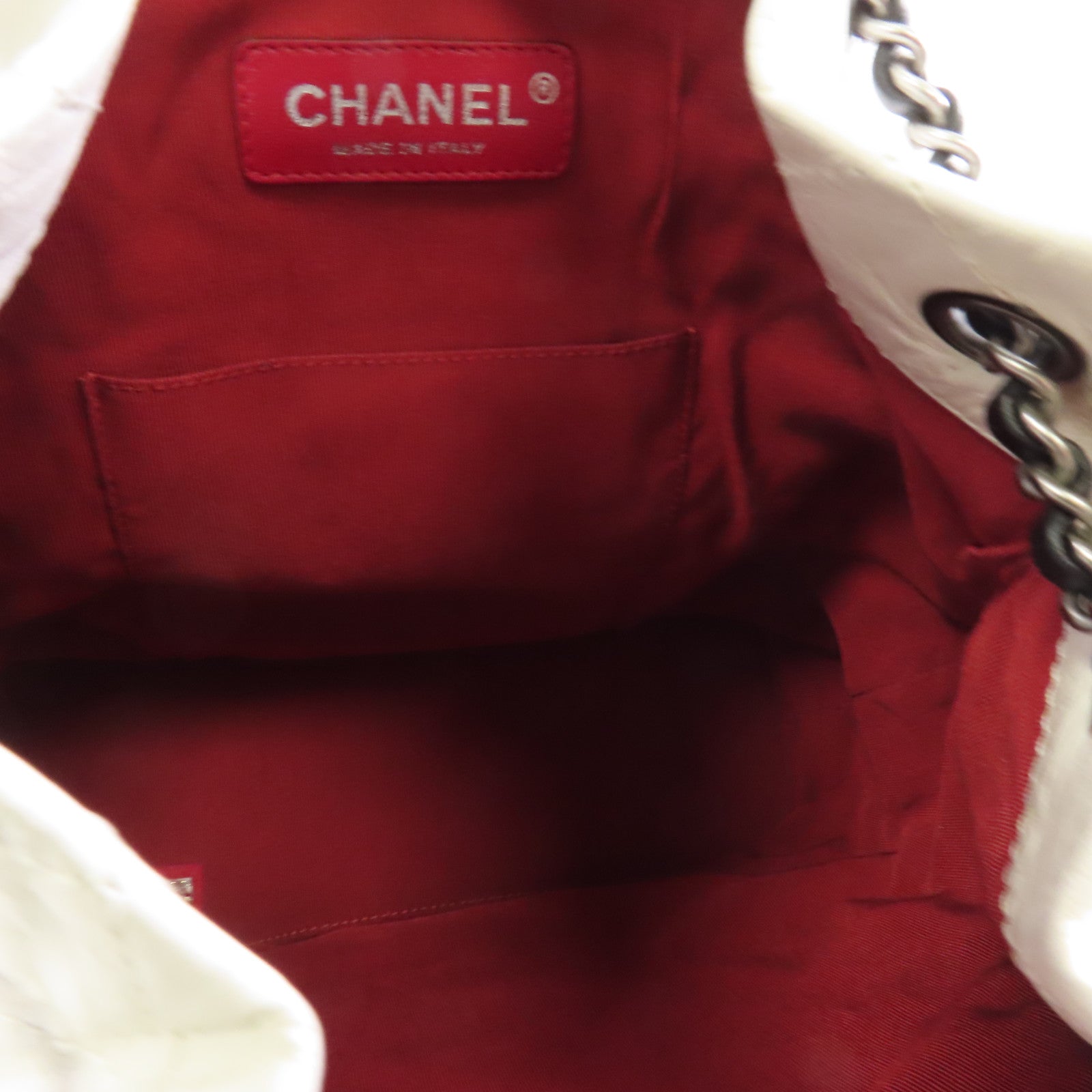CHANEL 菱格羊皮皮革Gabrielle Backpack背包白色