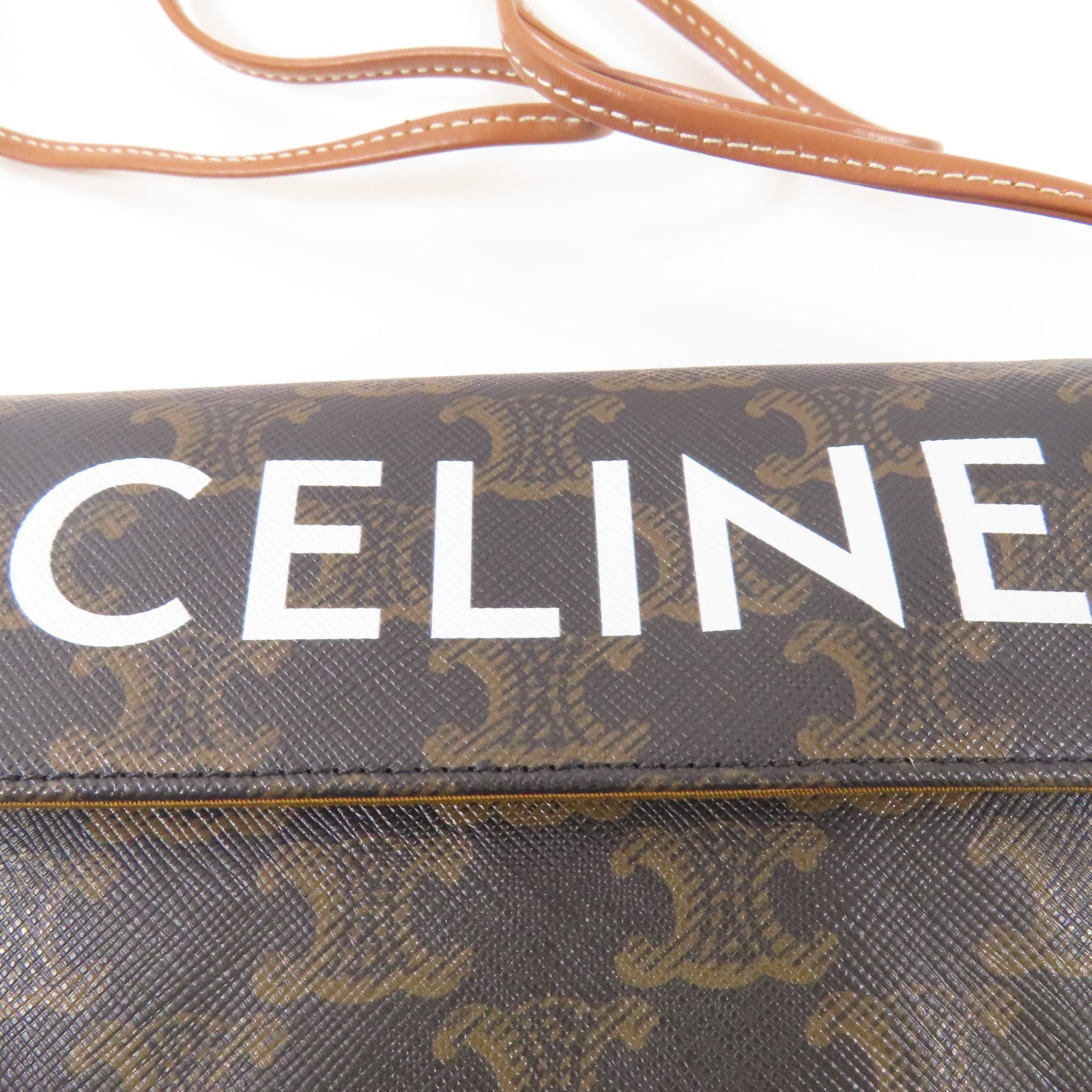 CELINE 塗層帆布Shoulder Bag肩背袋棕色