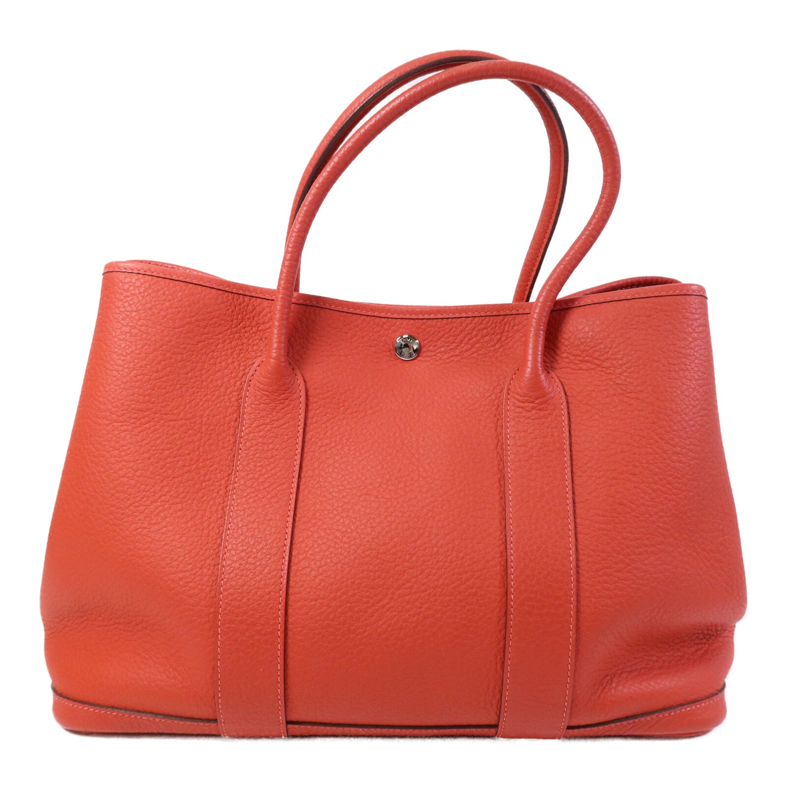 HERMES Negonda皮革Garden Party PM銀扣手挽袋Rouge Pivoine