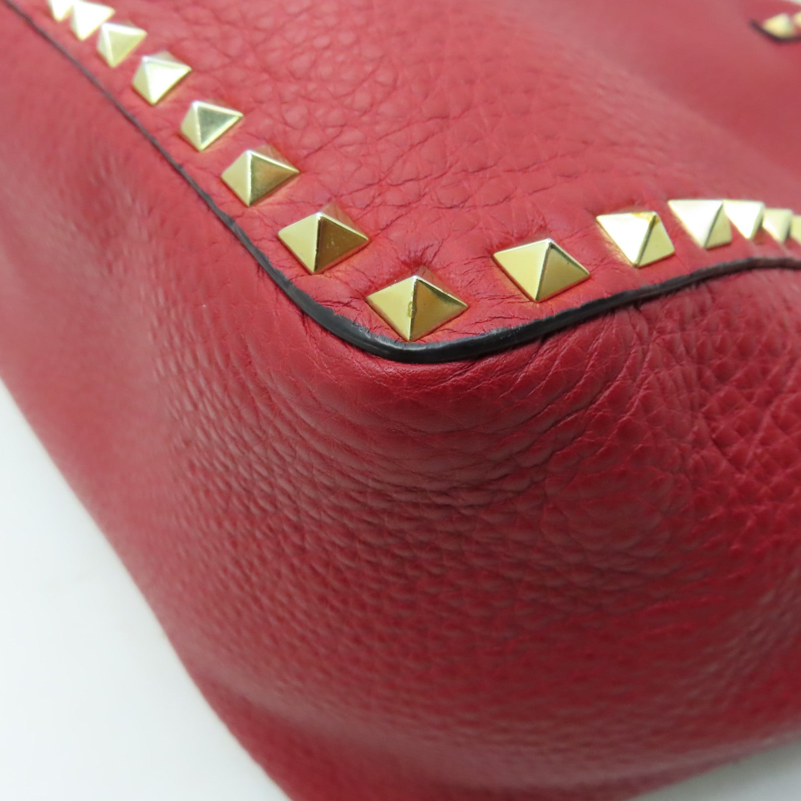 Valentino 【激減優惠】牛皮皮革2 Way Shoulder金扣手挽肩背兩用袋紅色