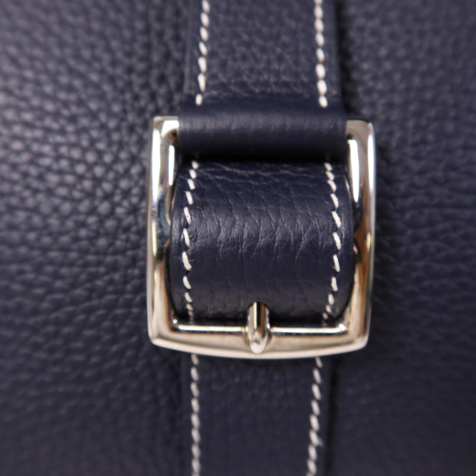 HERMES 【激減優惠】Clemence皮革Halzan 31銀扣手挽肩背兩用袋Bleu Nuit
