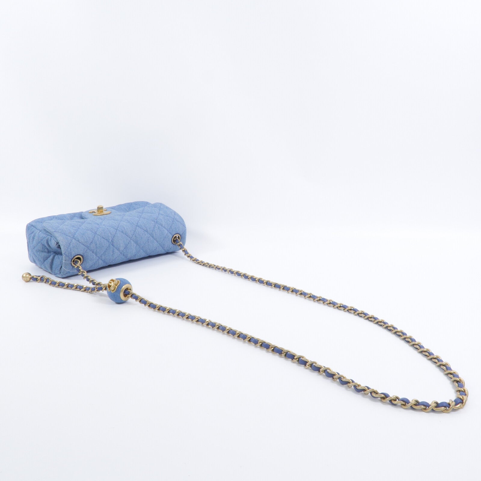 CHANEL 牛仔布Classic 20鏈帶手挽肩背兩用袋