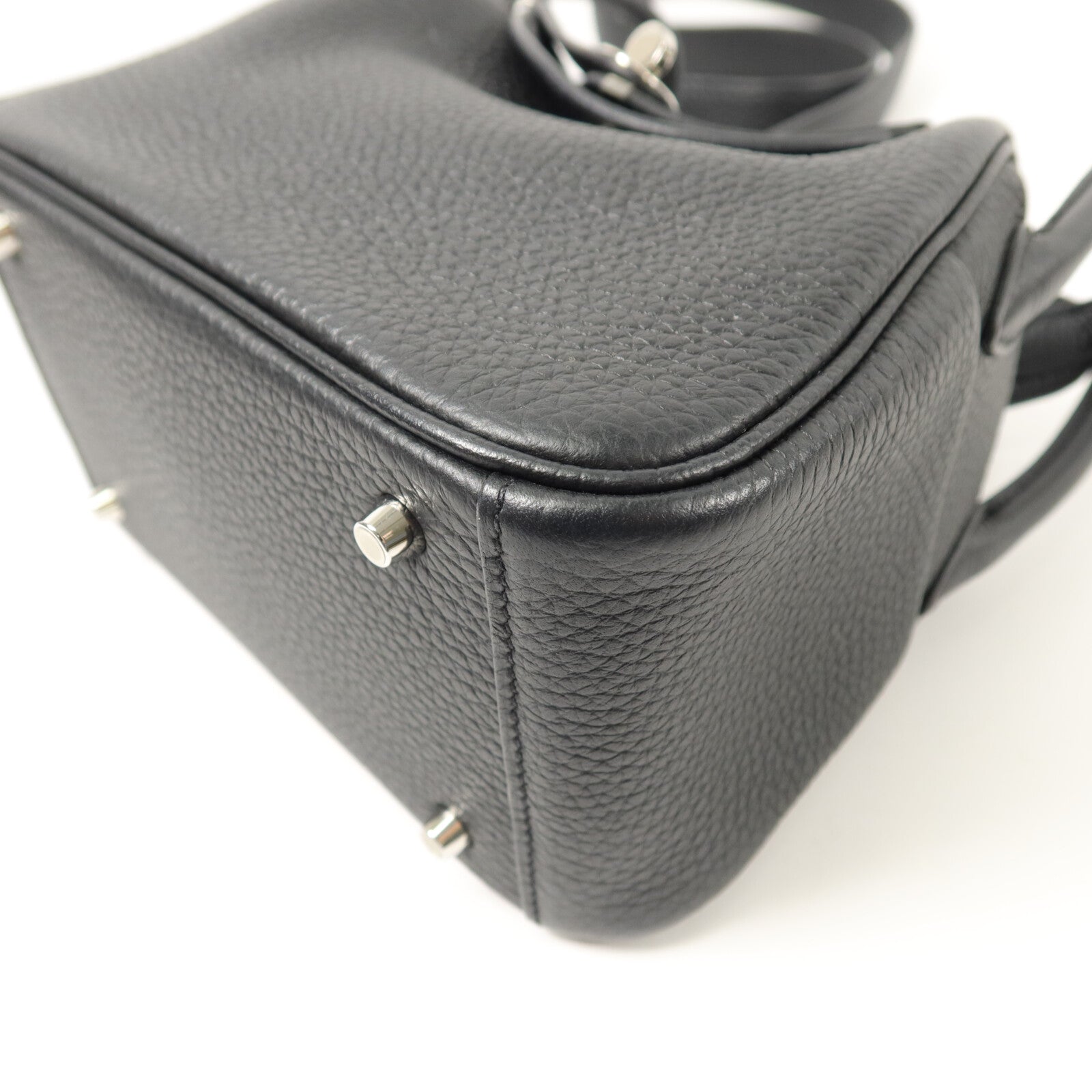 HERMES Clemence皮革Mini Lindy手挽肩背兩用袋Noir
