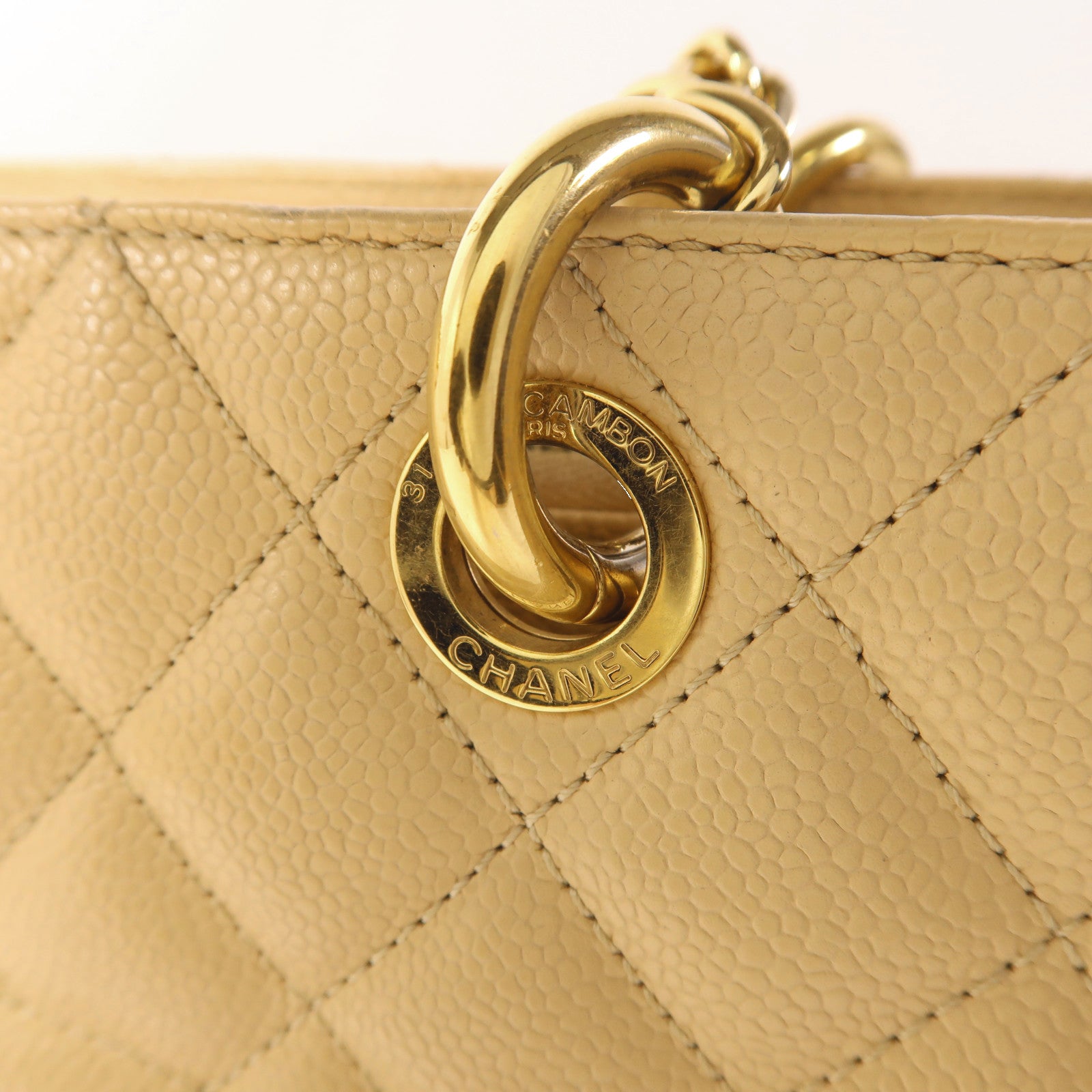 CHANEL 牛皮皮革GST Grand Shopping Tote Bag金扣肩背袋/手挽袋