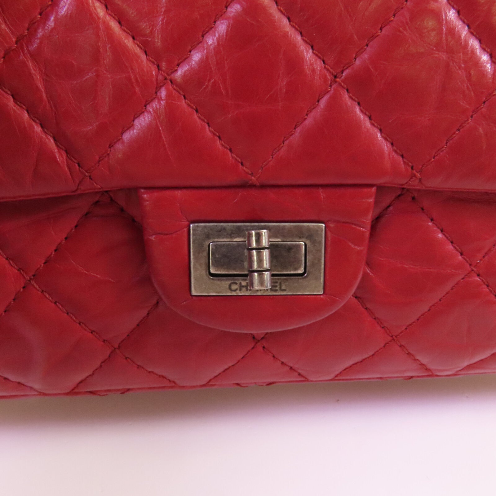 CHANEL 牛皮皮革2.55 Large銀扣鏈帶肩背袋