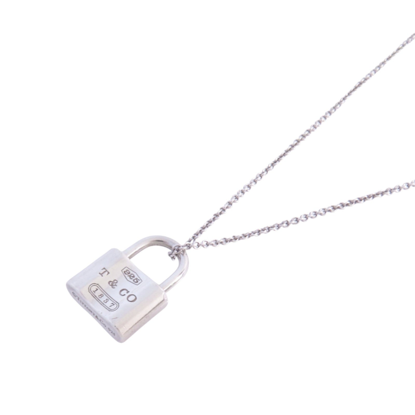 TIFFANY＆CO 925純銀Padlock Necklace銀扣項鏈