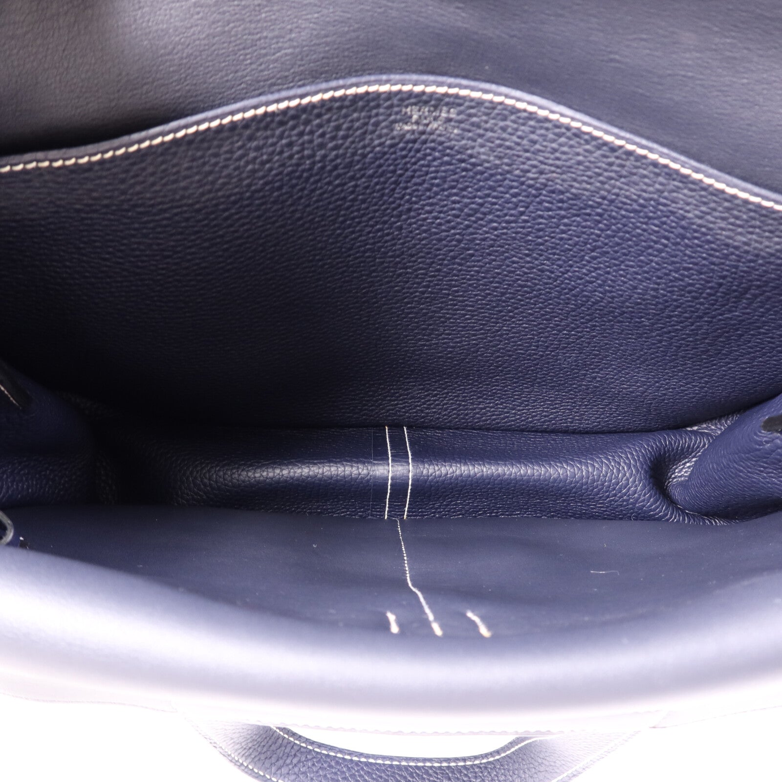 HERMES 【激減優惠】Clemence皮革Halzan 31銀扣手挽肩背兩用袋Bleu Nuit