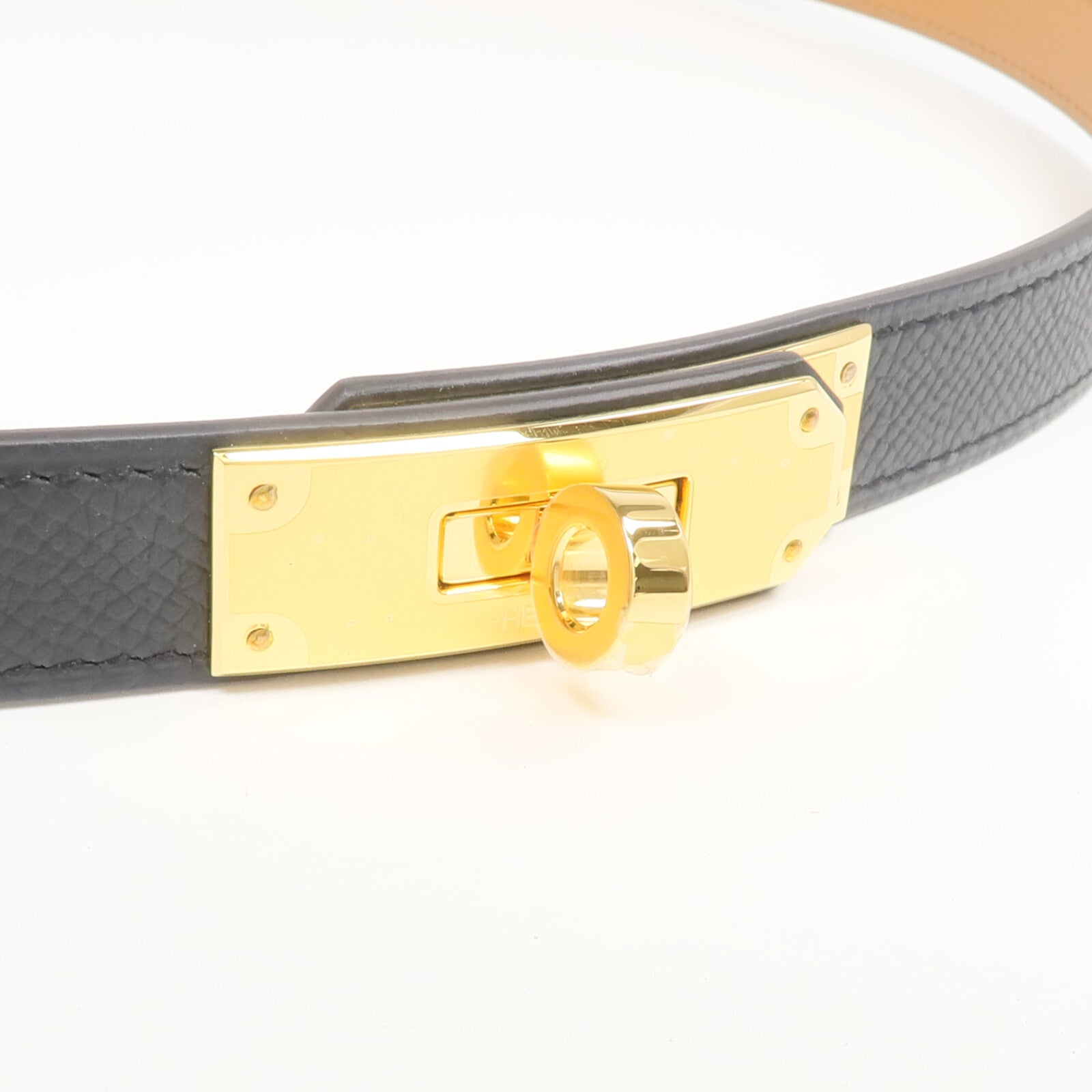 HERMES Epsom皮革Kelly 18 Belt皮帶Noir