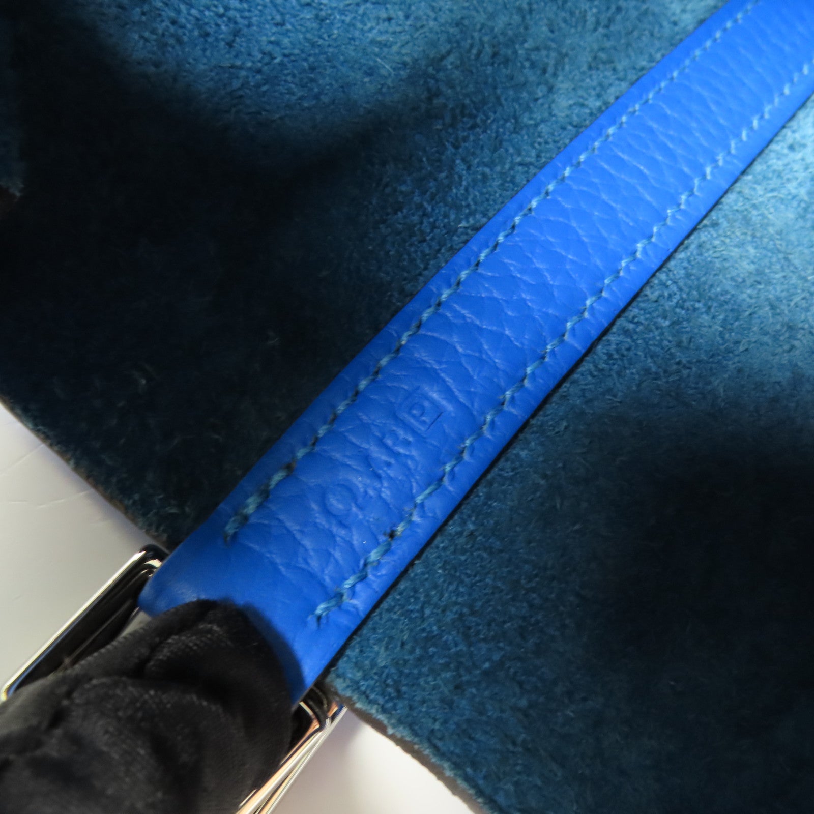 HERMES Clemence皮革Picotin PM銀扣手挽袋Mykonos