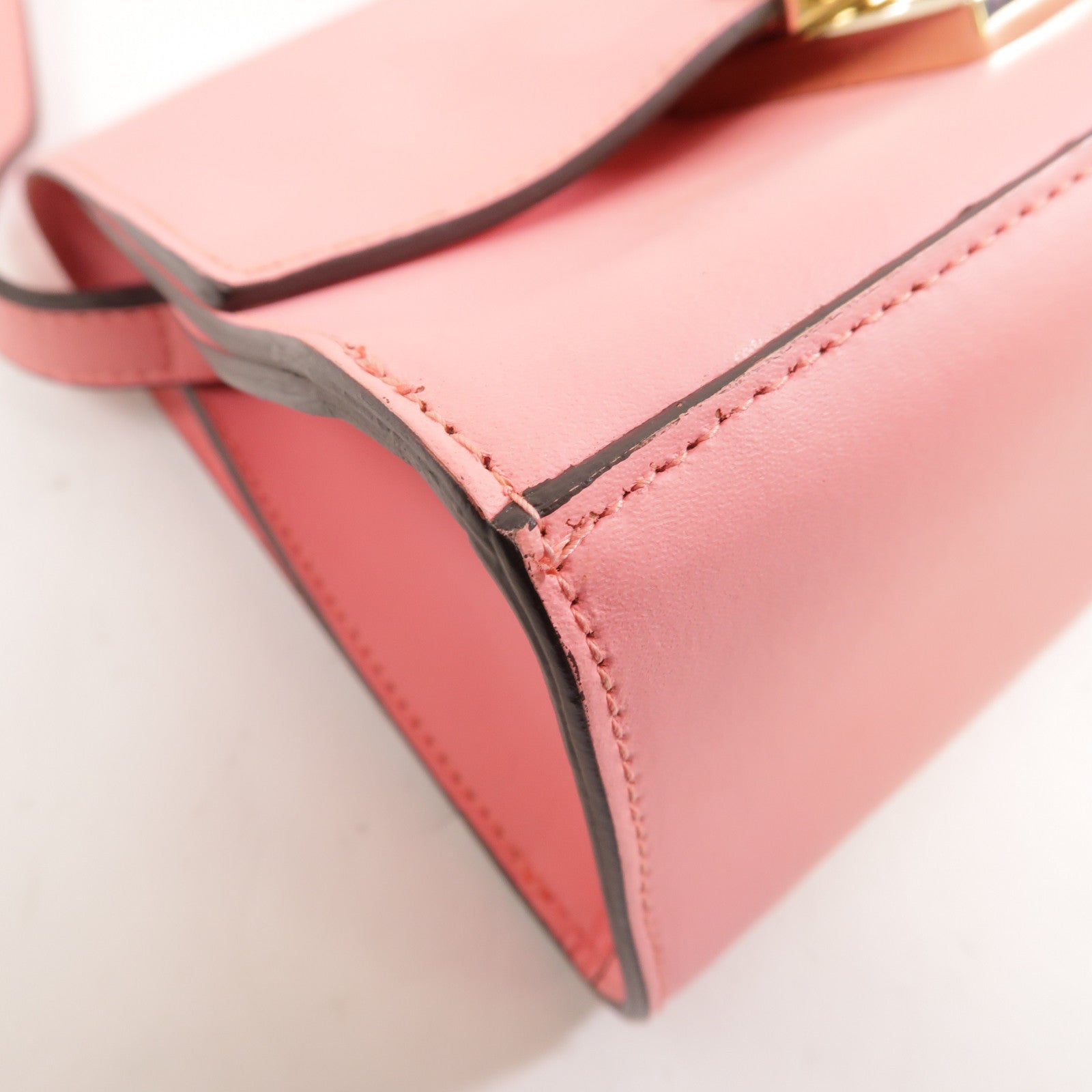 Furla 皮革Shoulder Bag金扣肩背袋粉紅色