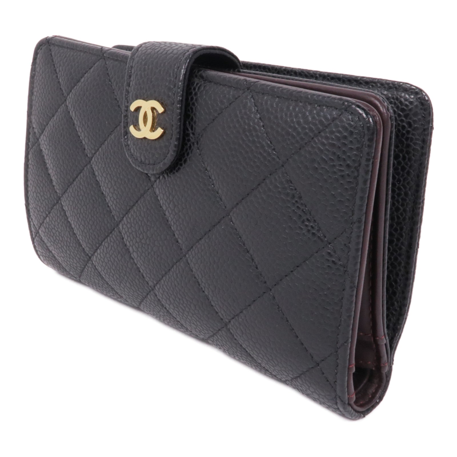 CHANEL 牛皮皮革Wallet金扣錢包