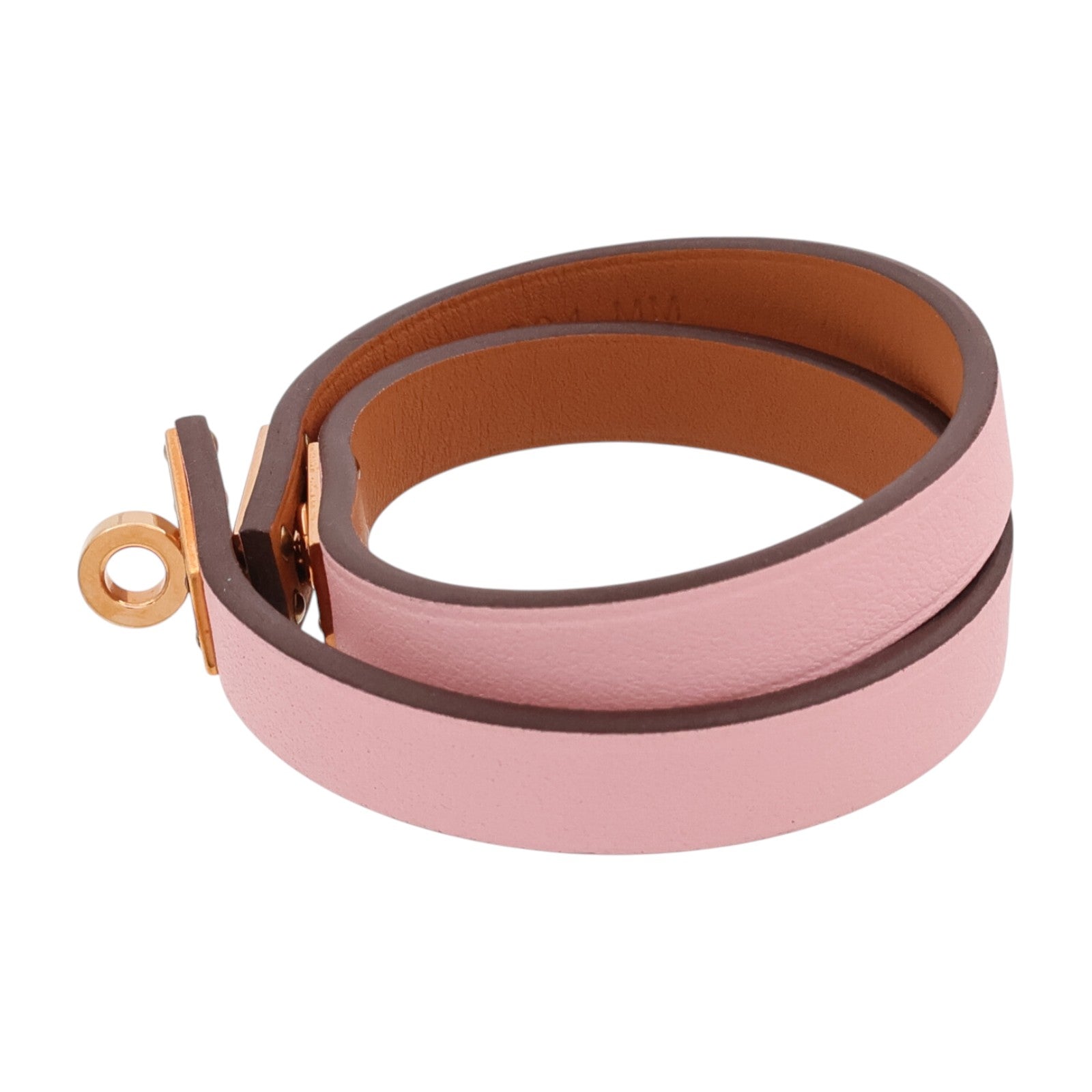 HERMES Swift皮革Mini Kelly Double Tour Bracelet手鐲Rose Sakura