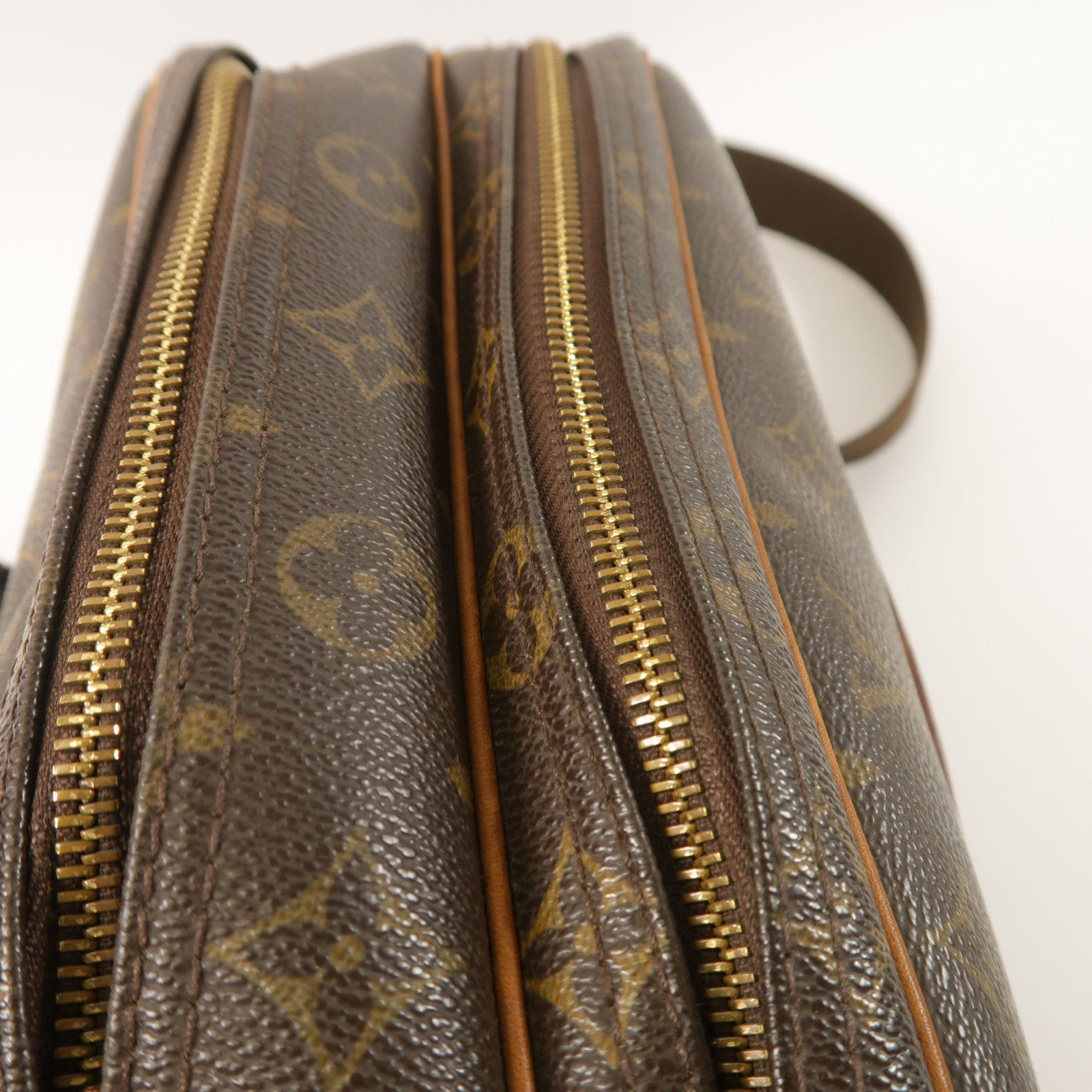 LOUIS VUITTON Monogram Reporter PM金扣肩背袋棕色