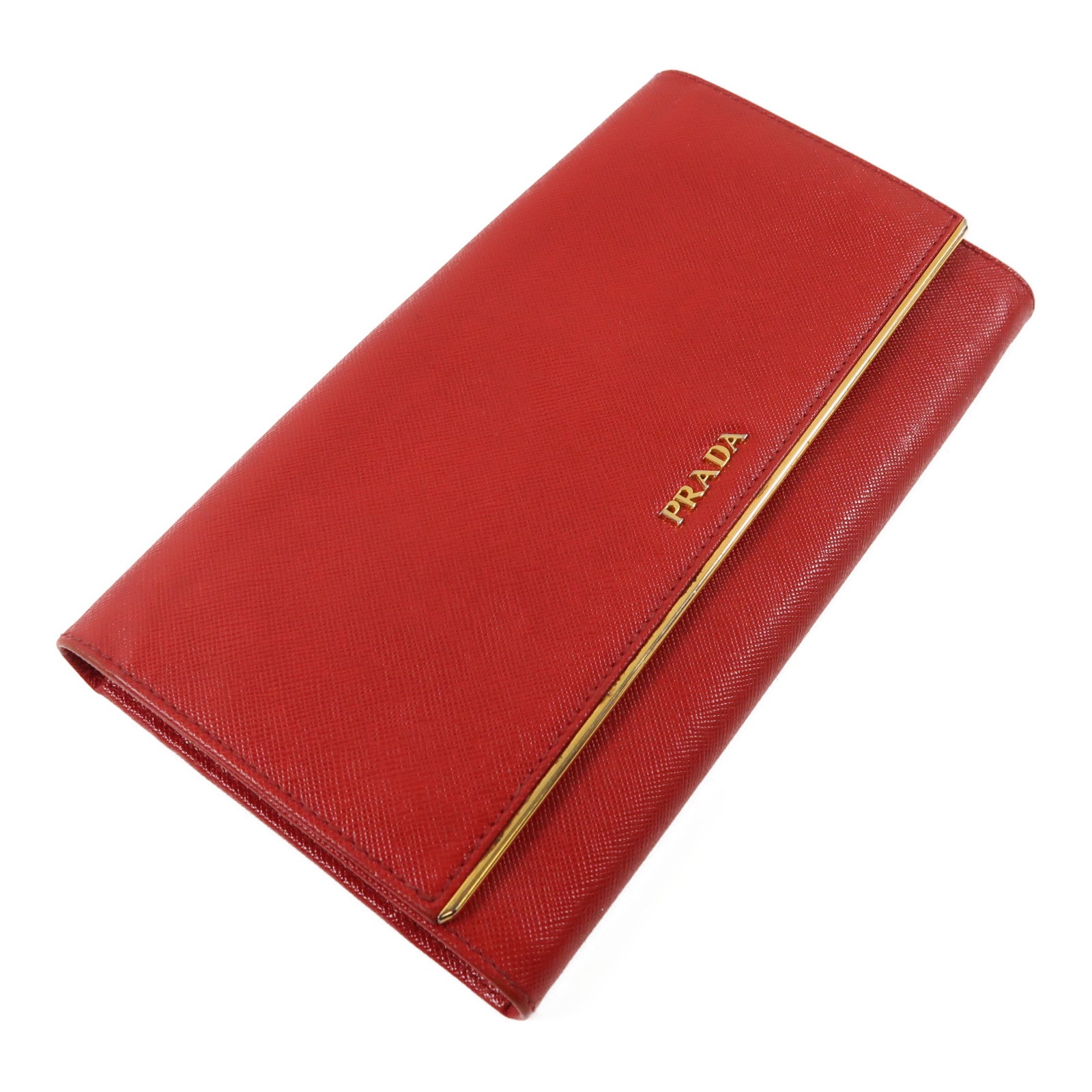 PRADA 牛皮皮革Long wallet金扣長錢包