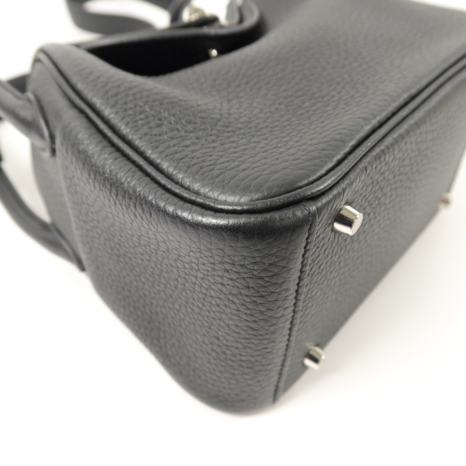 HERMES Clemence皮革Mini Lindy手挽肩背兩用袋Noir