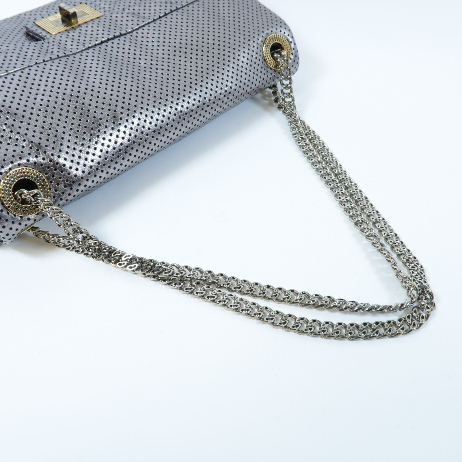 CHANEL 【激減優惠】牛皮皮革2.55 Chain Shoulder Bag金扣鏈帶肩背袋銀色