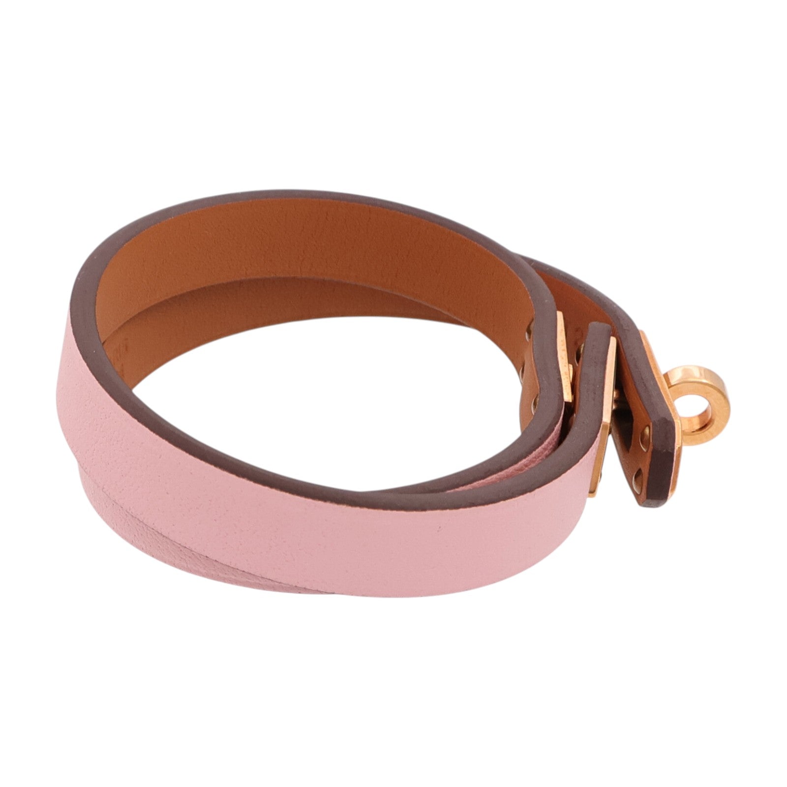 HERMES Swift皮革Mini Kelly Double Tour Bracelet手鐲Rose Sakura