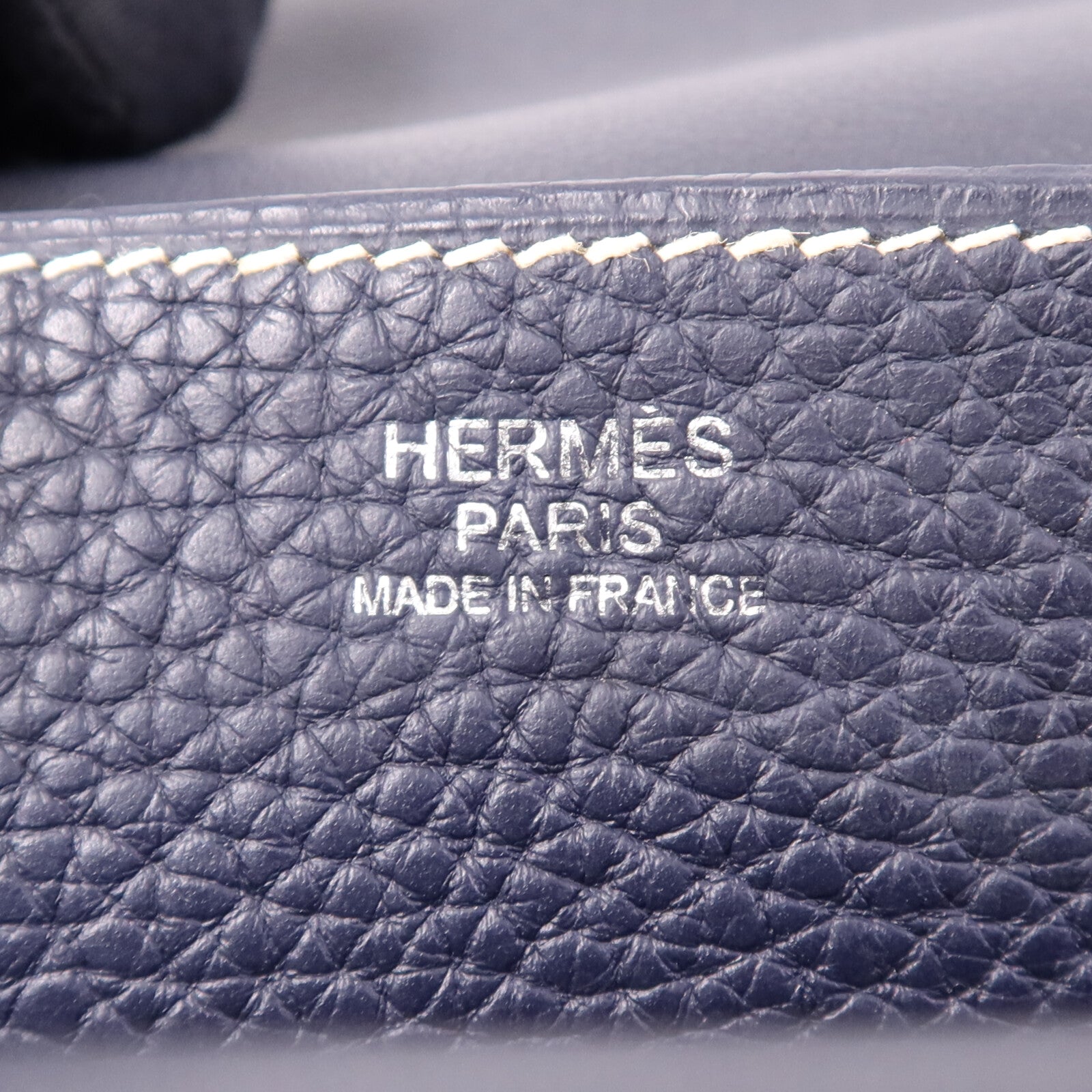 HERMES 【激減優惠】Clemence皮革Halzan 31銀扣手挽肩背兩用袋Bleu Nuit