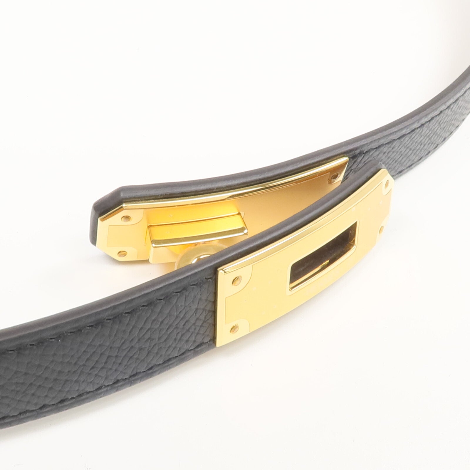 HERMES Epsom皮革Kelly 18 Belt皮帶Noir