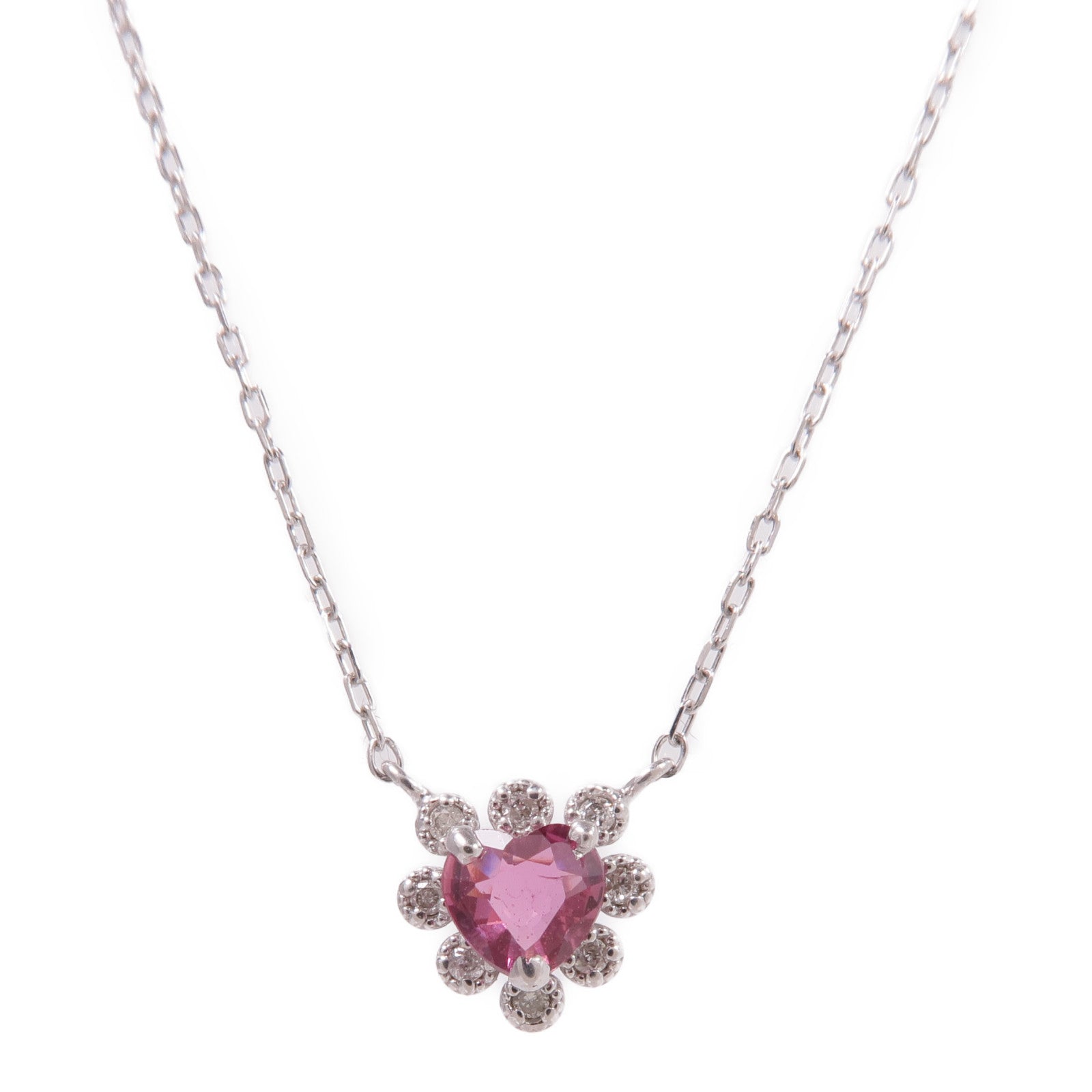 JEWELRY 18K白金Pink Sapphire Diamond Necklace粉紅藍寶石/鑽石項鍊