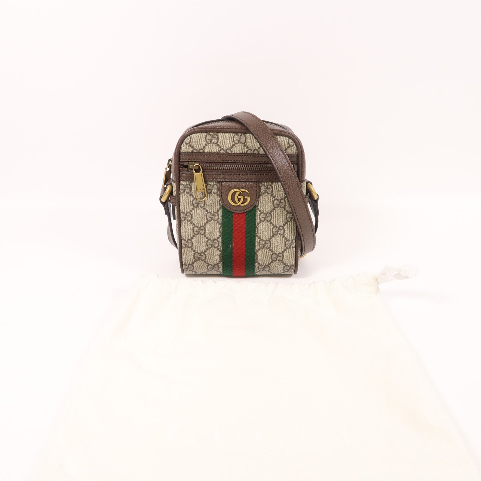 GUCCI 塗層帆布Ophidia GG金扣肩背袋