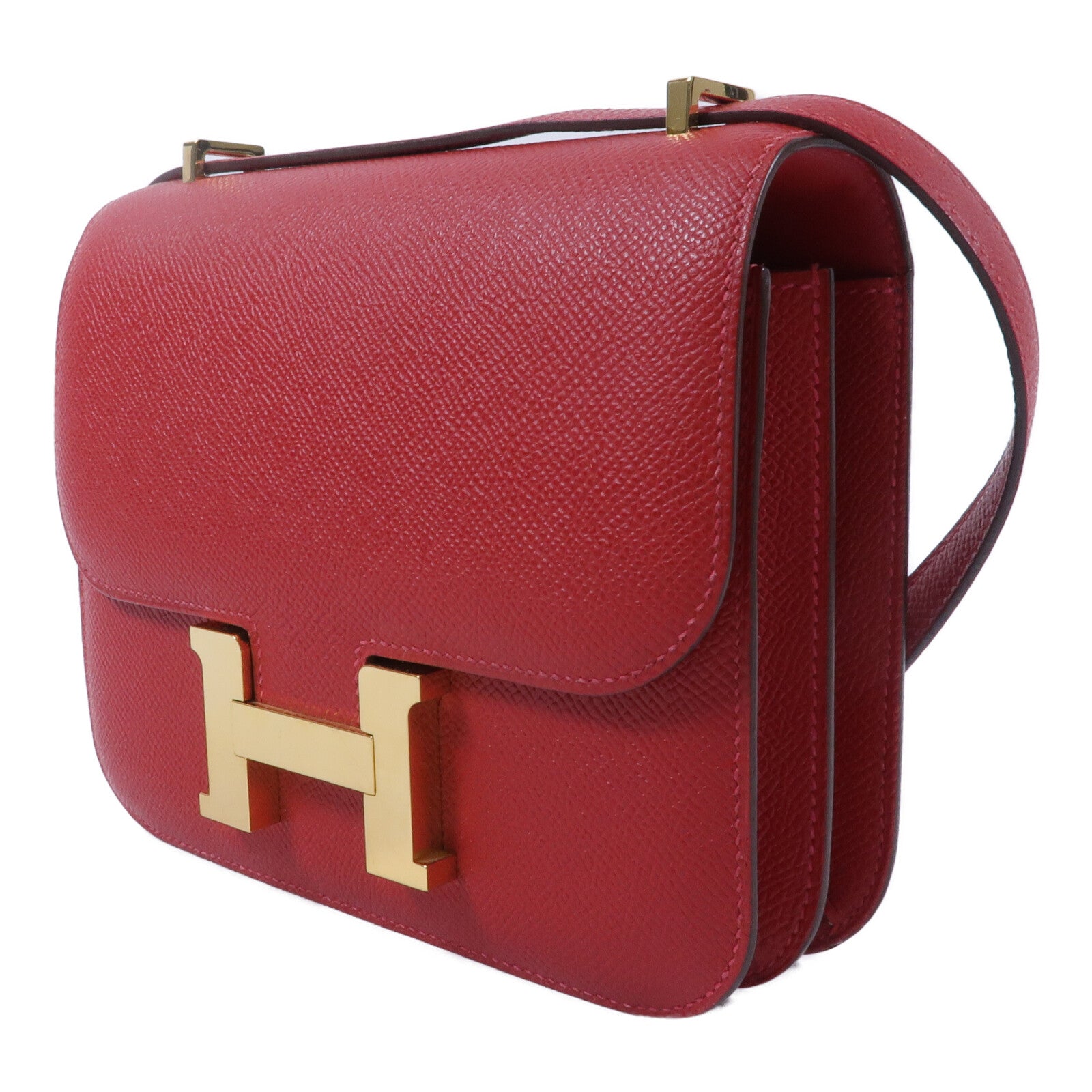 HERMES Epsom皮革Constance Mini肩背袋Rouge Casaque