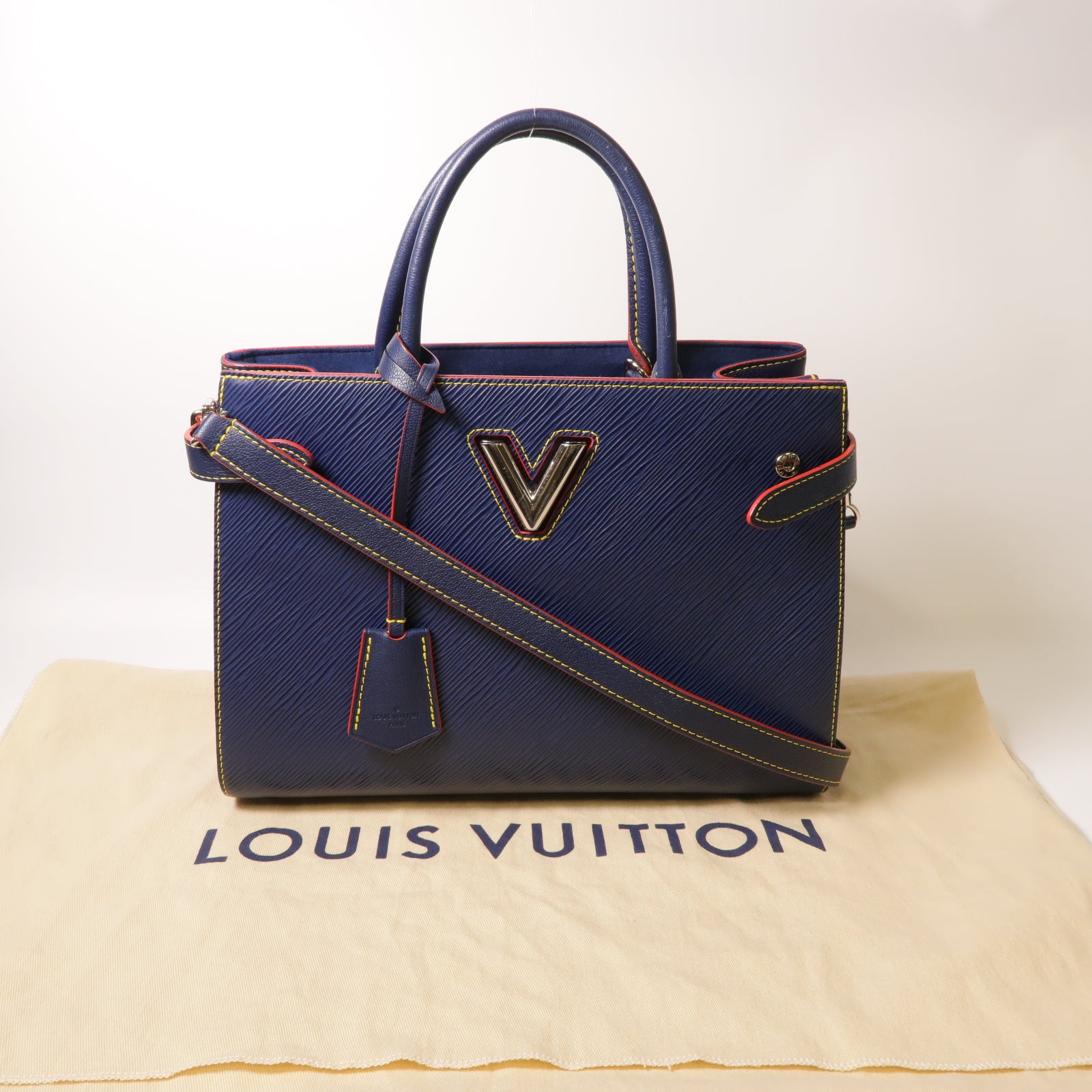 LOUIS VUITTON **【激減優惠】Epi Twist Bag銀扣手挽肩背兩用袋深藍色