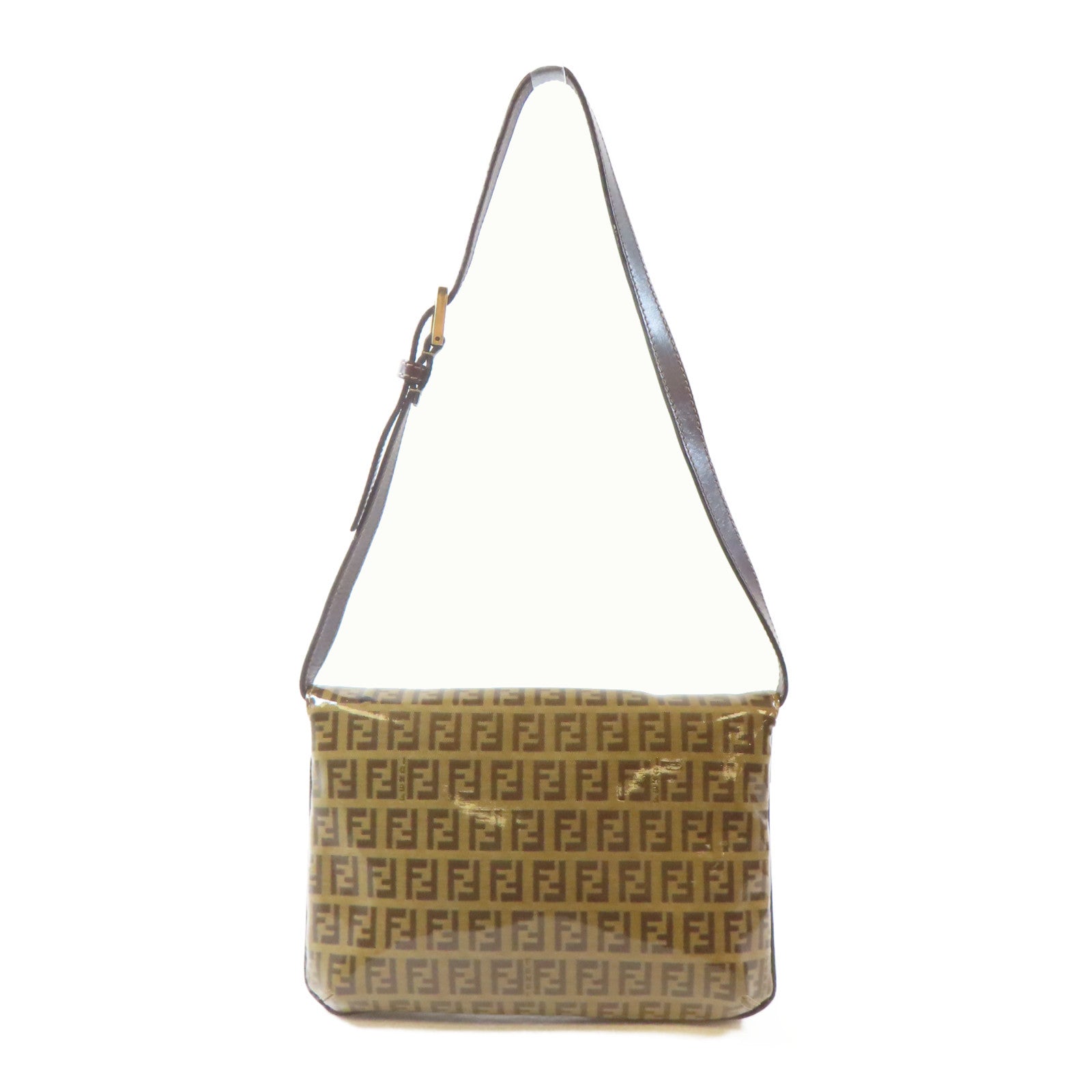 FENDI PVC Shoulder Bag金扣肩背袋啡色