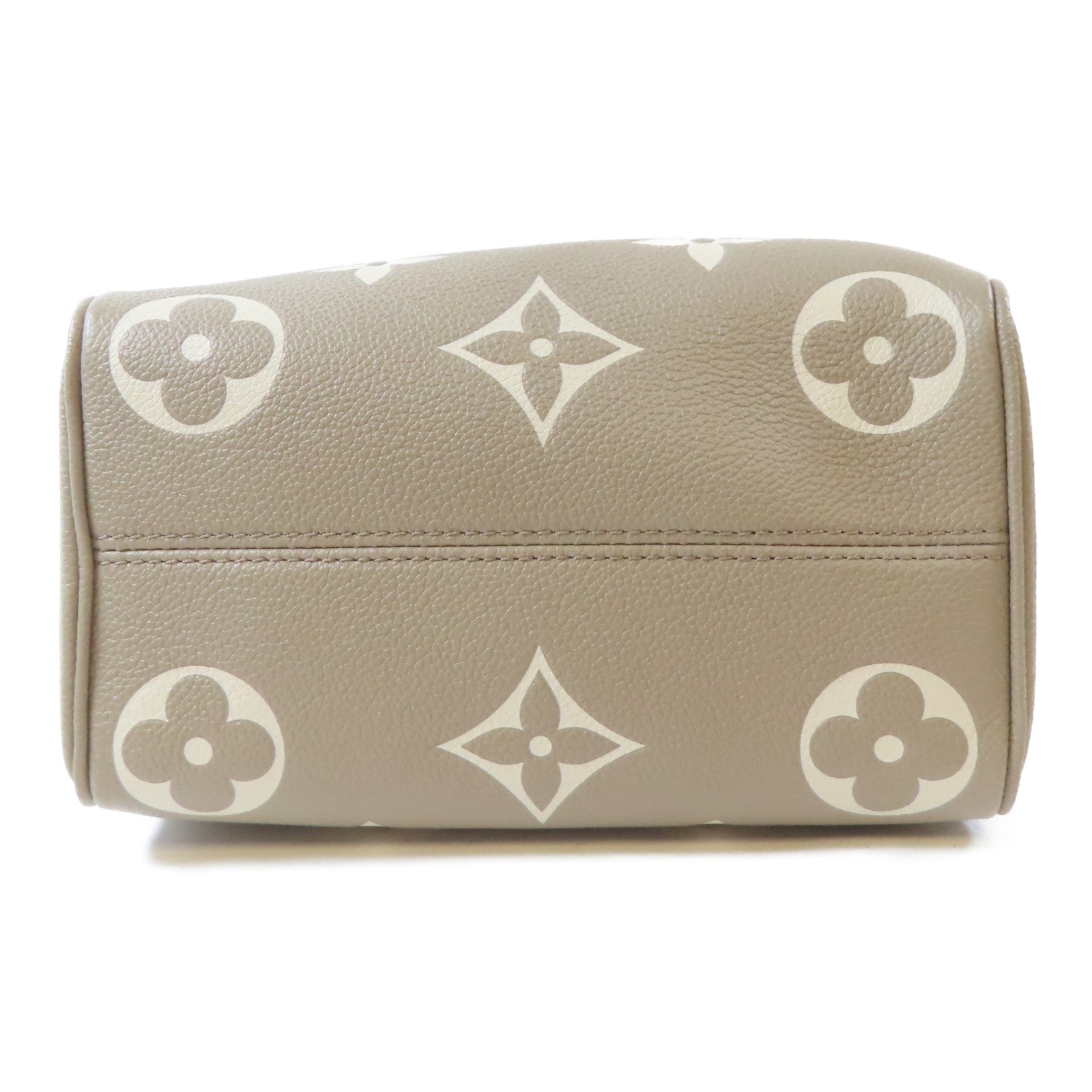 LOUIS VUITTON Monogram Empreinte Nano Speedy金扣鏈帶手挽肩背兩用袋米色