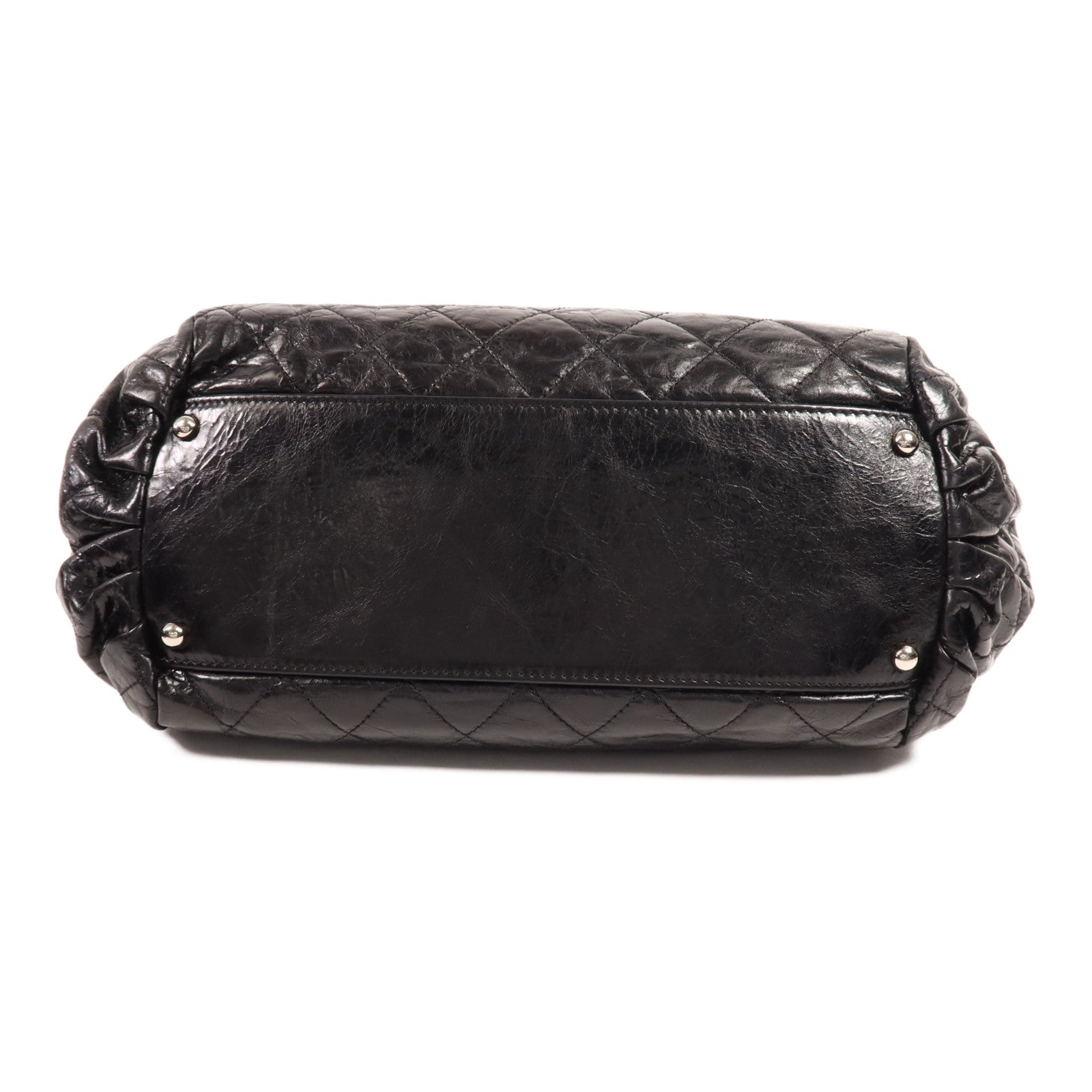 CHANEL 牛皮皮革Chain Shoulder銀扣手挽肩背兩用袋