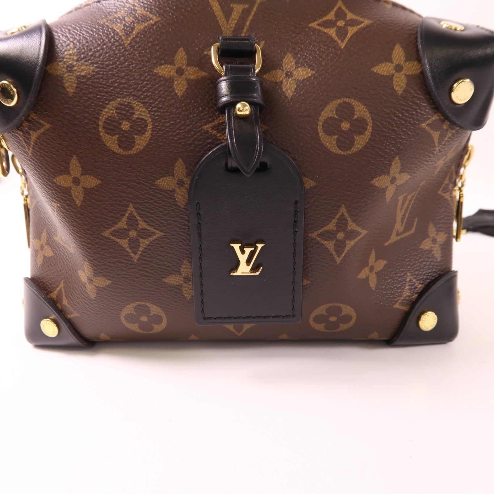 LOUIS VUITTON Monogram Petite Malle Souple金扣手挽肩背兩用袋棕色