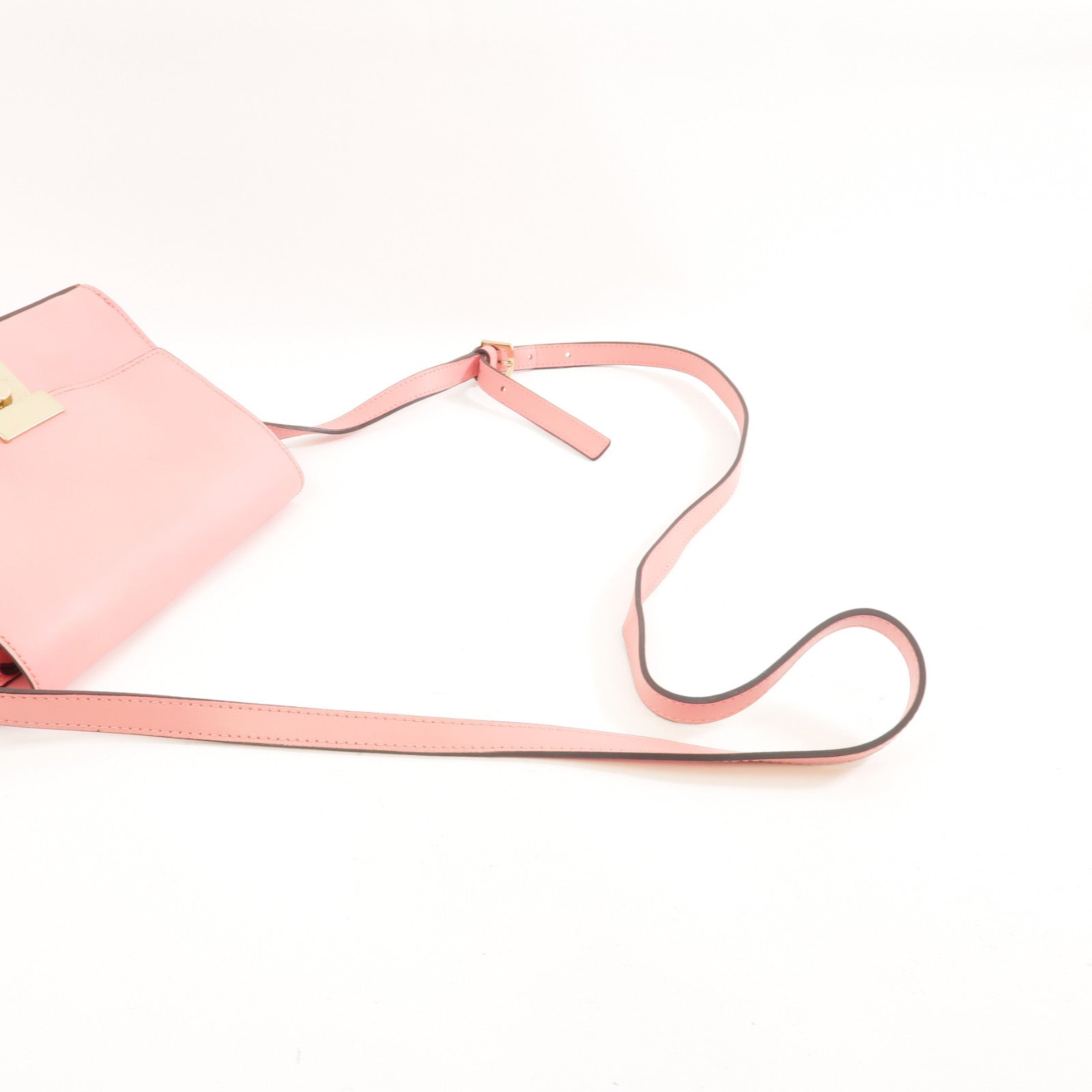 Furla 皮革Shoulder Bag金扣肩背袋粉紅色