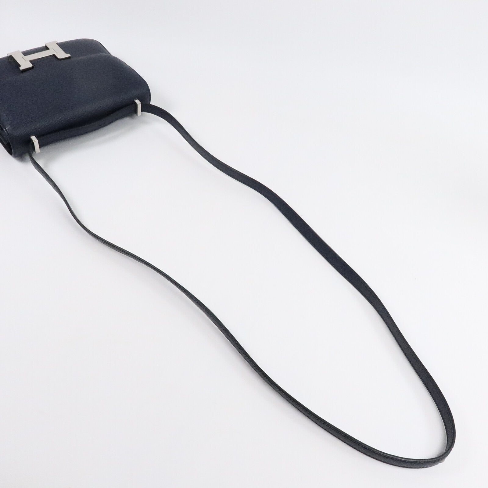 HERMES Epsom皮革Constance Mini肩背袋Blue Indigo
