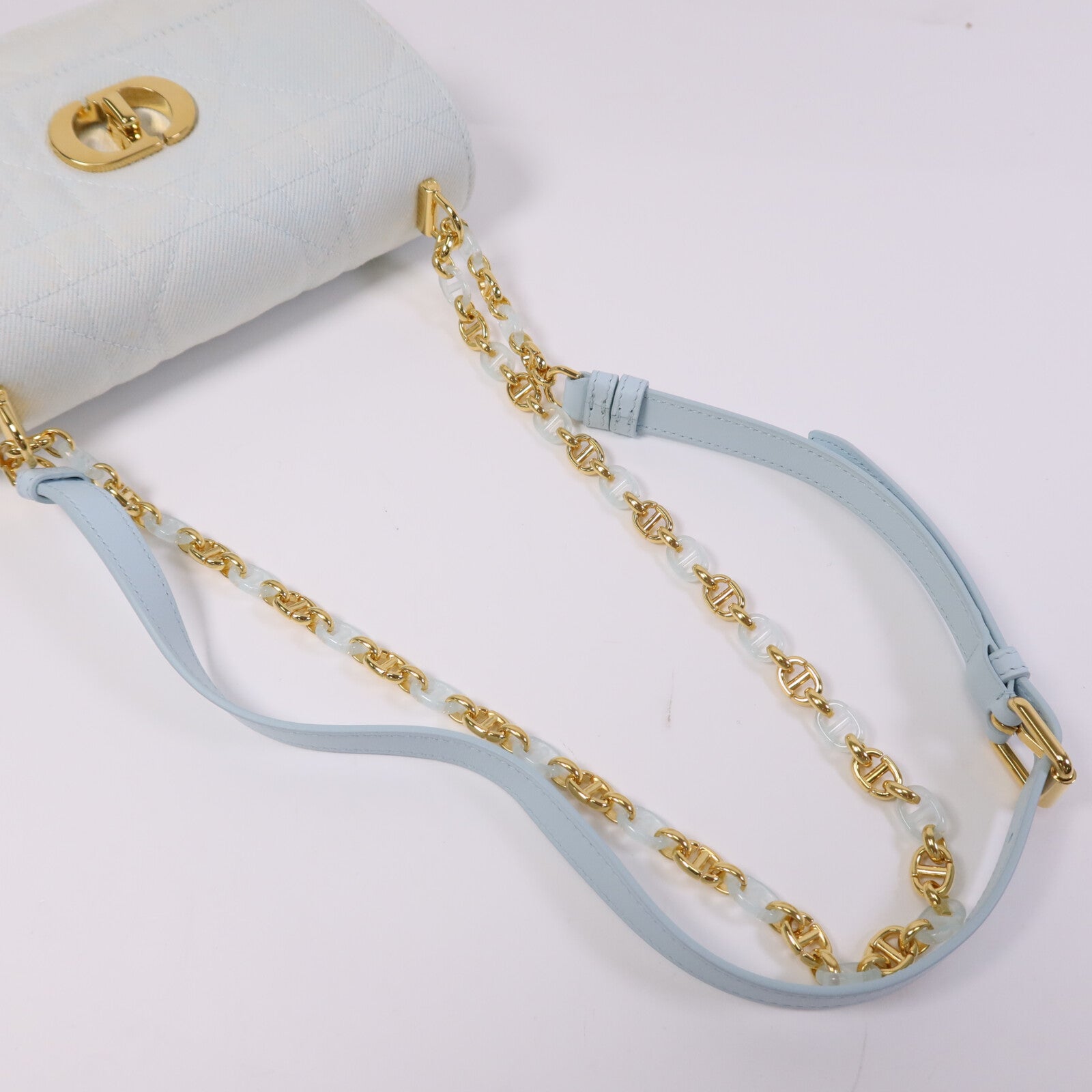 Dior Denim Miss Caro Chain Shoulder金扣鏈帶肩背袋