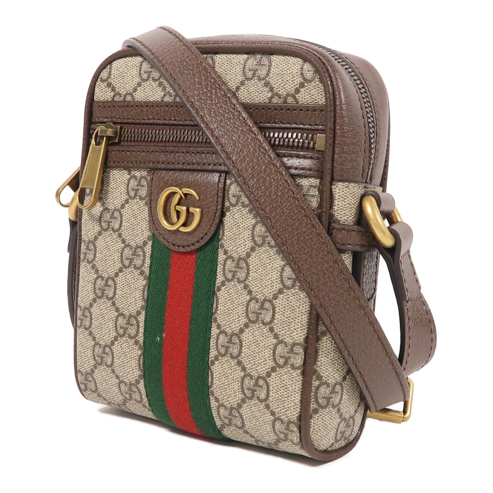 GUCCI 塗層帆布Ophidia GG金扣肩背袋