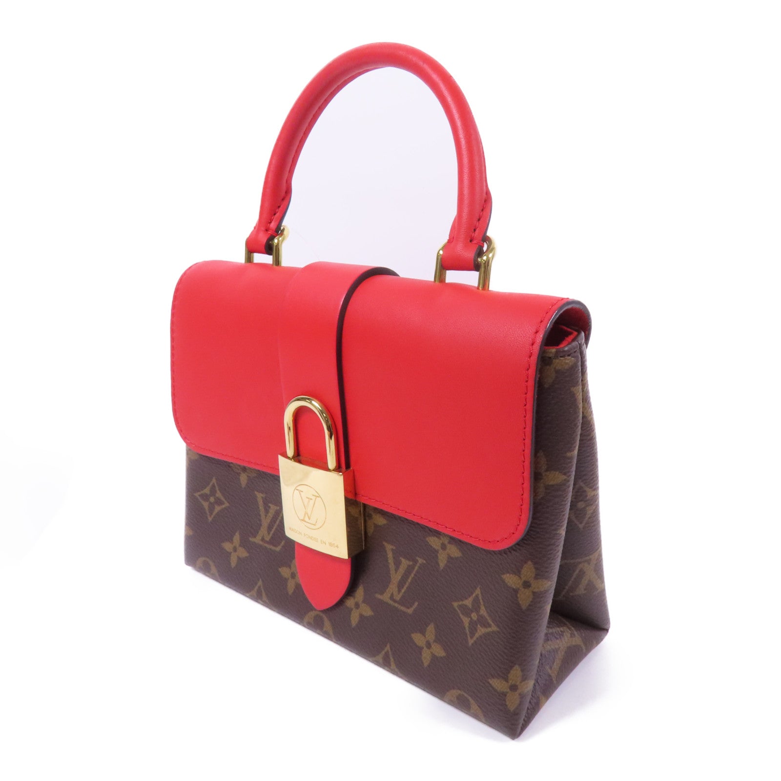 LOUIS VUITTON Monogram Locky BB金扣手挽肩背棕色/紅色