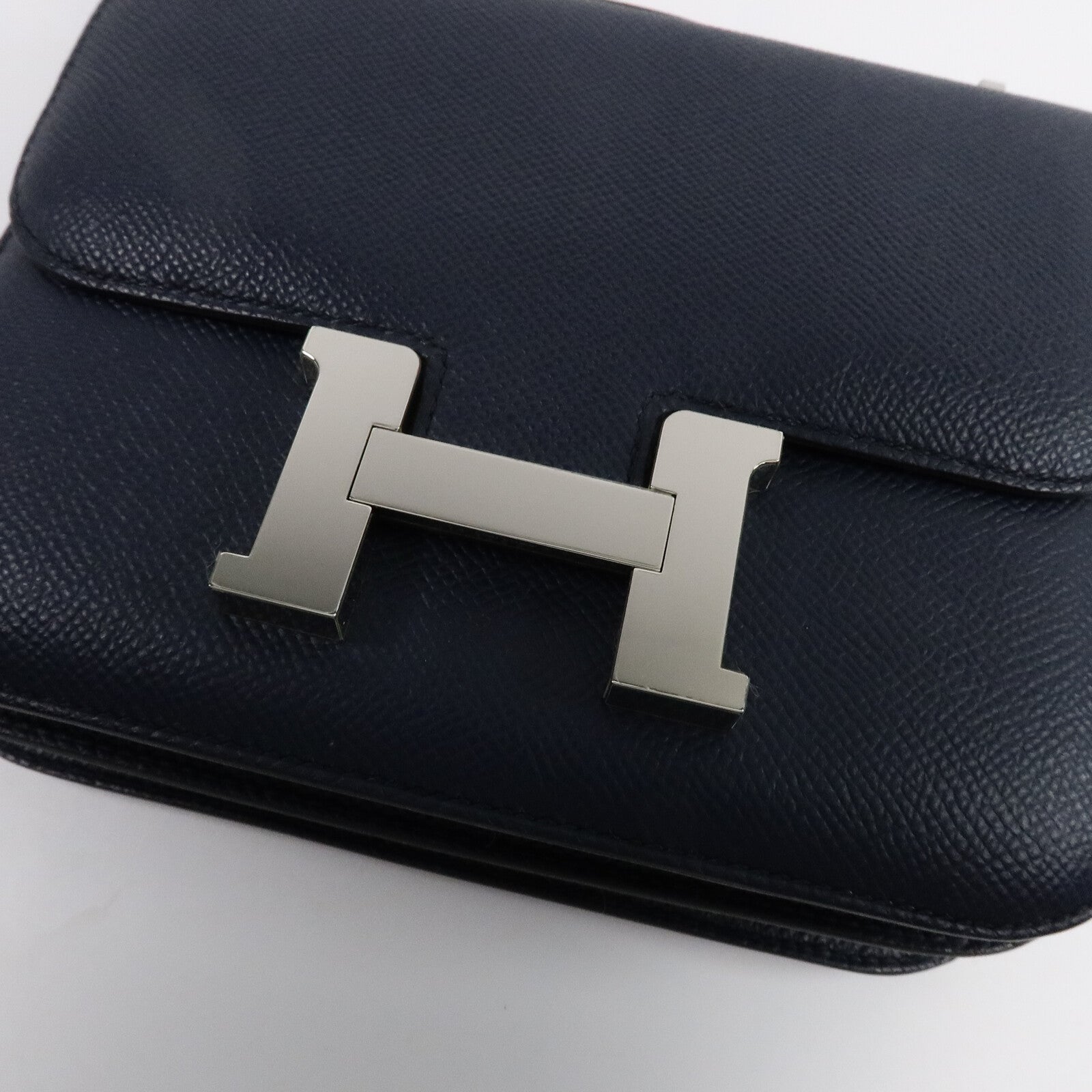 HERMES Epsom皮革Constance Mini肩背袋Blue Indigo