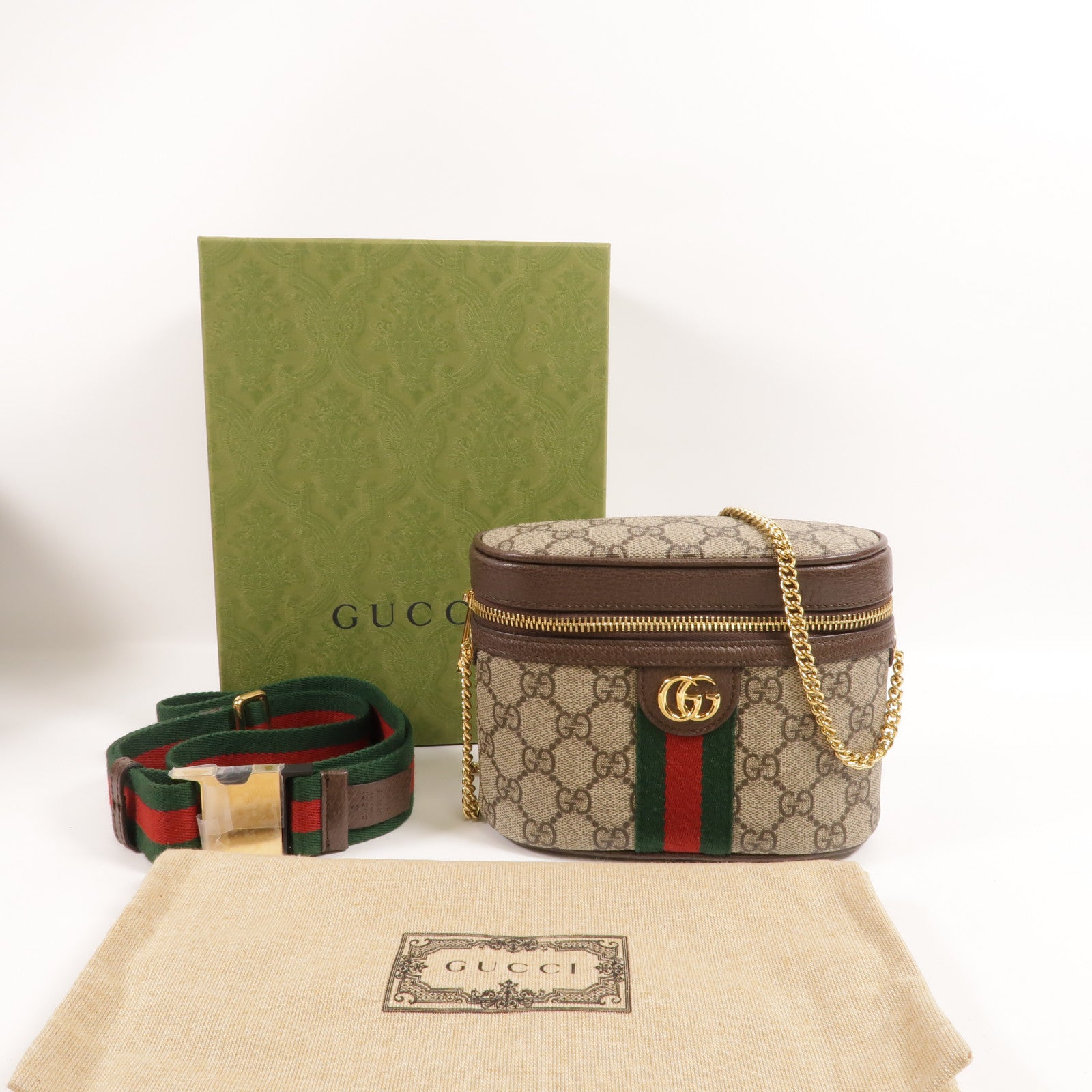 GUCCI 塗層帆布GG Supreme Ophidia腰包/鏈帶肩背袋