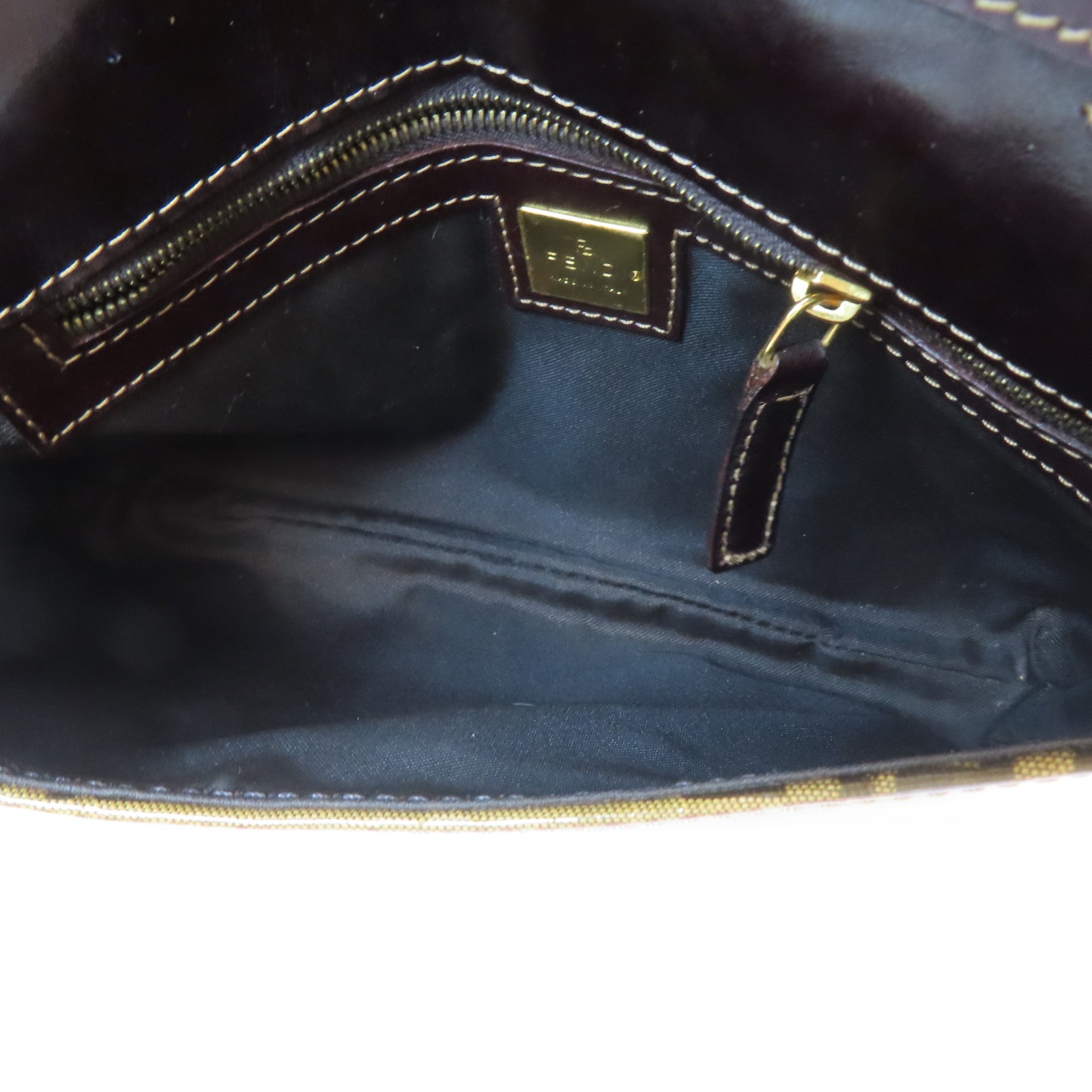 FENDI PVC Shoulder Bag金扣肩背袋啡色