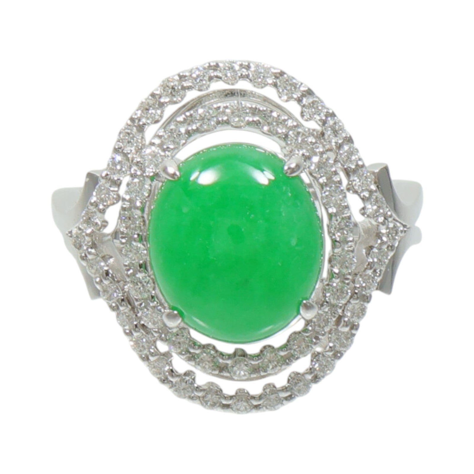 JEWELRY 18K白金Jade Diamond Ring翡翠/鑽石戒指