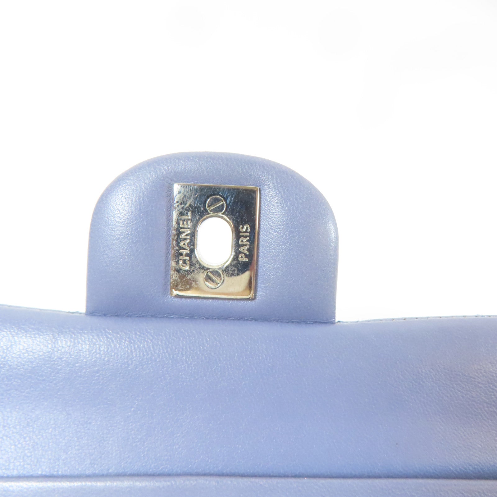 CHANEL 【激減優惠】菱格羊皮皮革Classic 25cm銀扣鏈帶肩背袋紫色